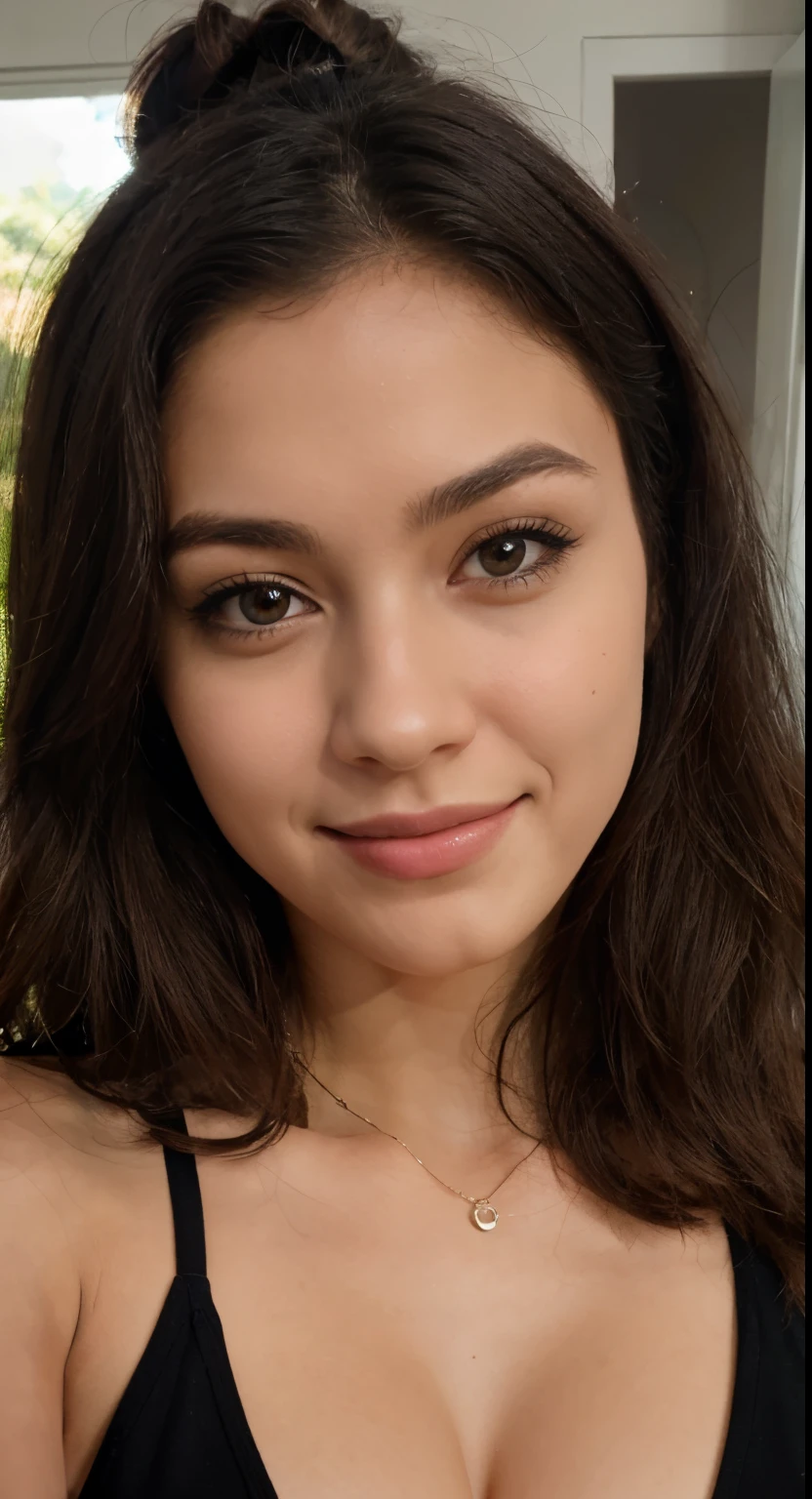 Master piece, realistic, her mouth closed with a smile,