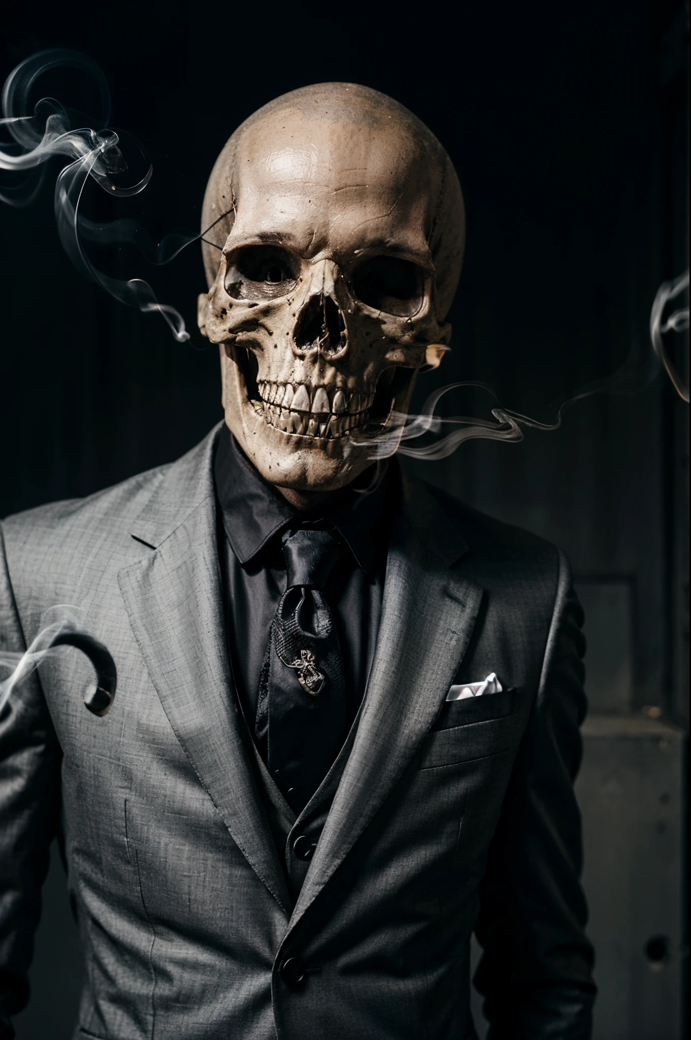 Skull in suit and tie illustration