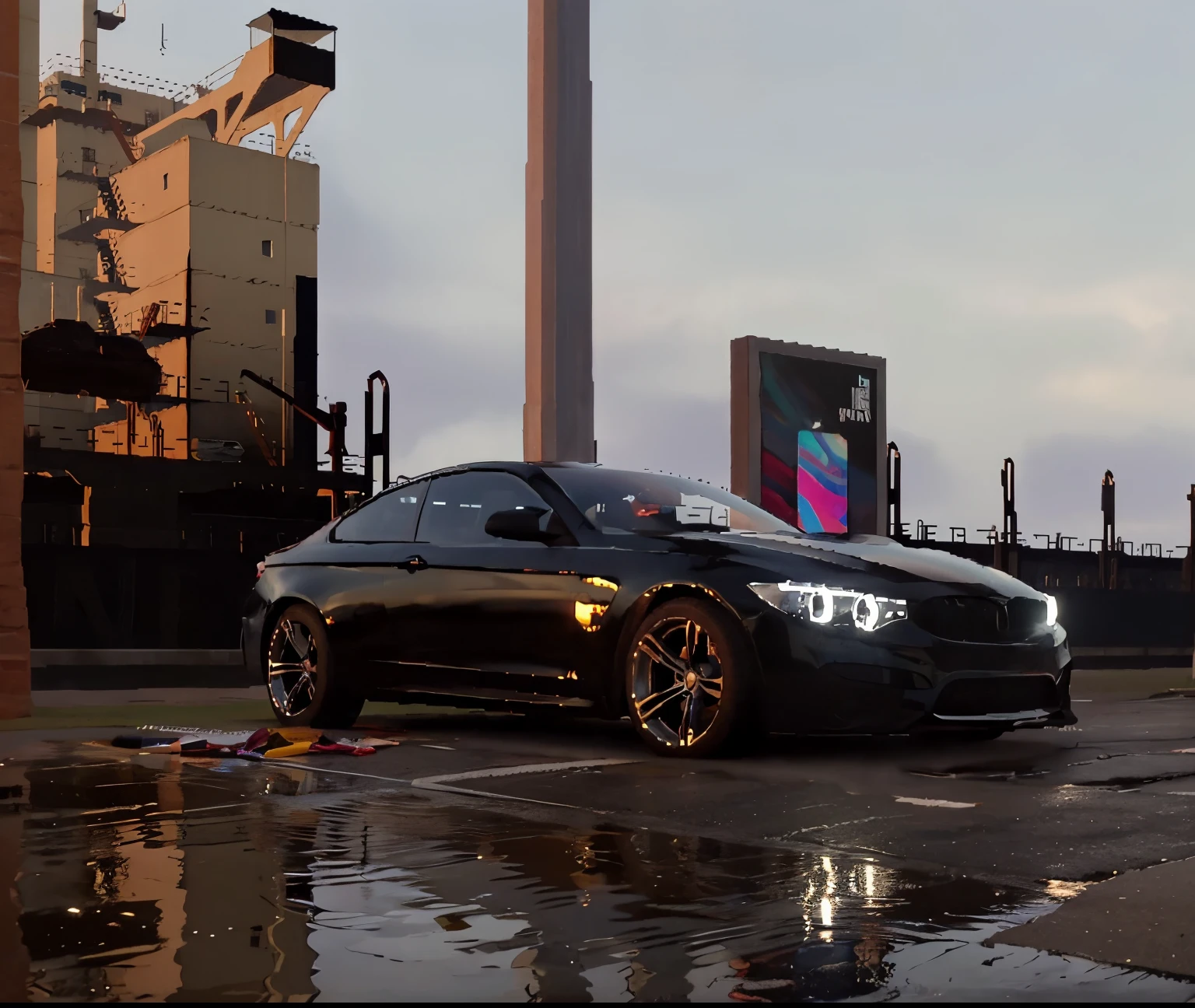 Repaint the selected part and add reflection with the floor slightly wet