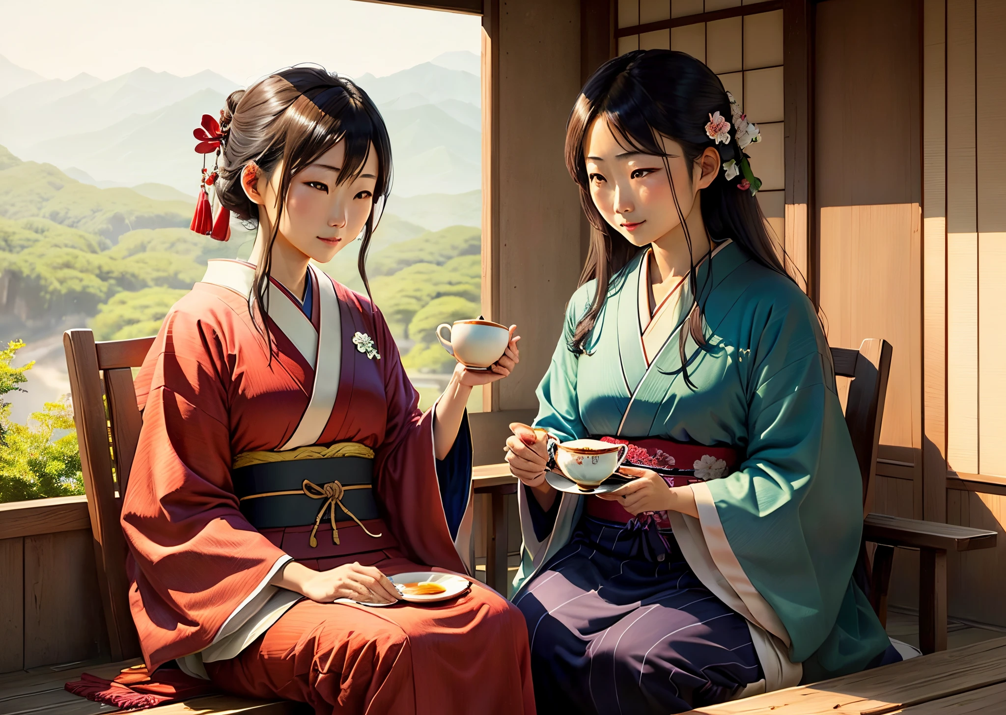 Japanese people drinking tea