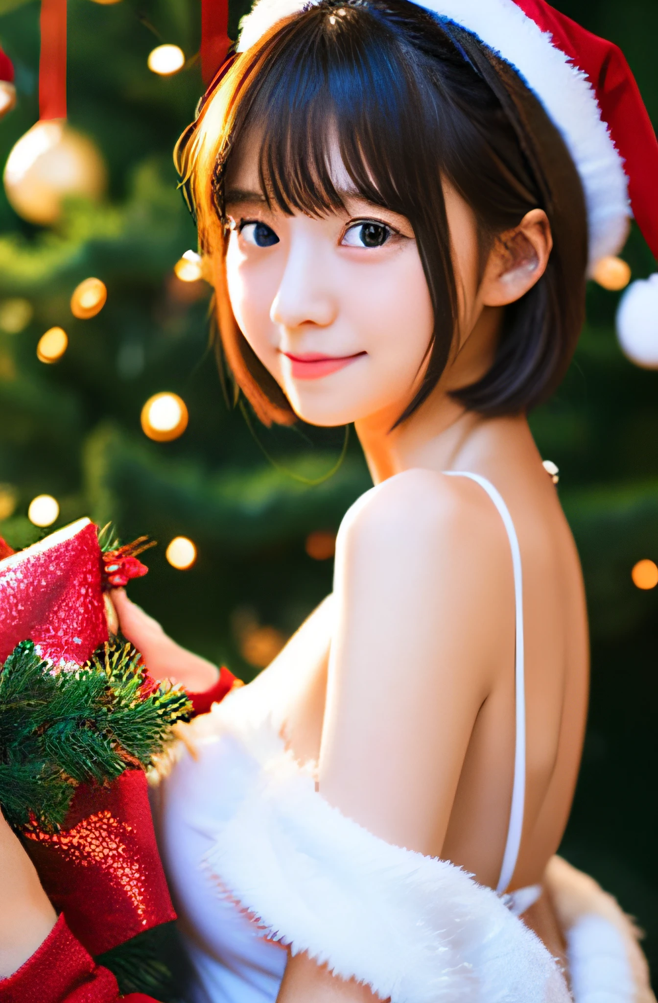 An ultra-high picture quality、Live action、Christmas、15yo student、A Japanese Lady、super cute santa costume、Date with erotic Santa&#39;s girlfriend、Super cute Santa with big breasts、The present is her、fullllbody、Put your ears out、Slender eyes、Softwave、brown short haircut、Exposed shoulders