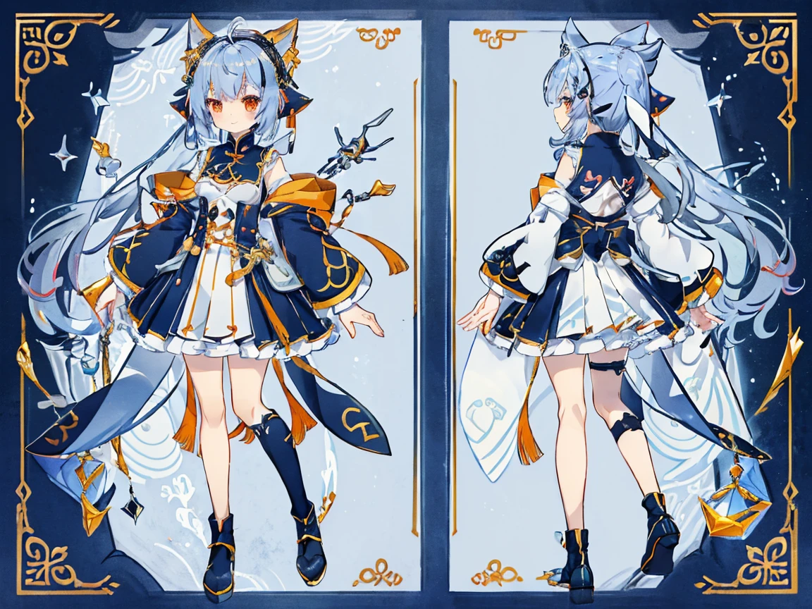 ((tmasterpiece))、(((topquality))、(CharacterDesignSheet、same character、sensors、through、Soles)、illustartion、(Piece masuter,Best Quality,Ultra-detailed), (Character Sheet:1.2),full - body，1girl，long legs， Shirt，windproof boots，Orange，standing pose，HighestQuali,4k，Chinese girl design, Detailed Genshin graphics，anime character design，anime concept art，pretty anime character design，anime character reference sheet，[Character design]，4k，Detailed,super detaill, SolidBackground, higly detailed, 4k,Dagger Decoration,The same character, absurdress,traditional Chinese clothing,Full of Details, ((Character design sheet,same character,front,side,backboob)),illustartion, big weapon, Cyborg, baggy clothes
