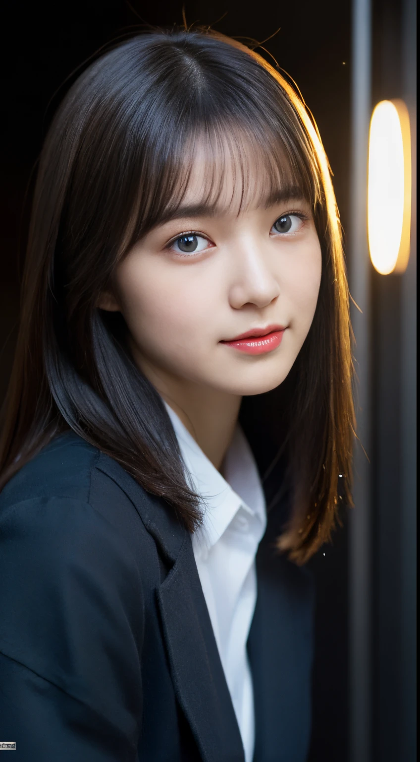 (((32k,high detal,high-detail、masterpiece,Attention to detail,full body Esbian,独奏))),Raw photo & realistic atmosphere,beautiful dark blue eyes,Detailed mouth,Glossy lips,Detailed eyebrows,Eyes drawn in detail with soft white skin that shines with every detail、azure eyes,Very beautiful eyes,Detailed lips、Very beautiful face,Very well-formed face、Lifelike face,shiny beautiful lips, Realistic Young Gravure Idol, very beautiful school girl, ,Moderately beautiful, Young Sensual Gravure Idol, Young Gravure Idol, Beautiful, Cute and sexy15 year old schoolgirl,the whole body is wet,dripped out,with a flushed face,Incredibly beautiful15-year-old girl,short-cut,Brown shiny hair,Hair is wet,Dripping water,dripping,(Black pantyhose,Beautiful fece,Looking at the camera:1.4),(Cross your legs in black pantyhose,darkness,Very dark,Pitch-black staircase without street lights,Illuminate the subject with a flashlight,spot light:1.7),(A sexy,Slightly chubby,High Detail Hi-Vision Hi-Definition Japan HDTV Black HDTV Hi-Vision Black High Definition Black High Definition High Definition Black High Definition Uniform,well-shaped breasts,,Mature body, I'm anxious and about to cry,Moist eyes,cold smile,glareing,The glaring face is also beautiful:1.5),(The chest of the uniform is open,Sit on the stairs with your legs open in an M shape,rollback:1.7)