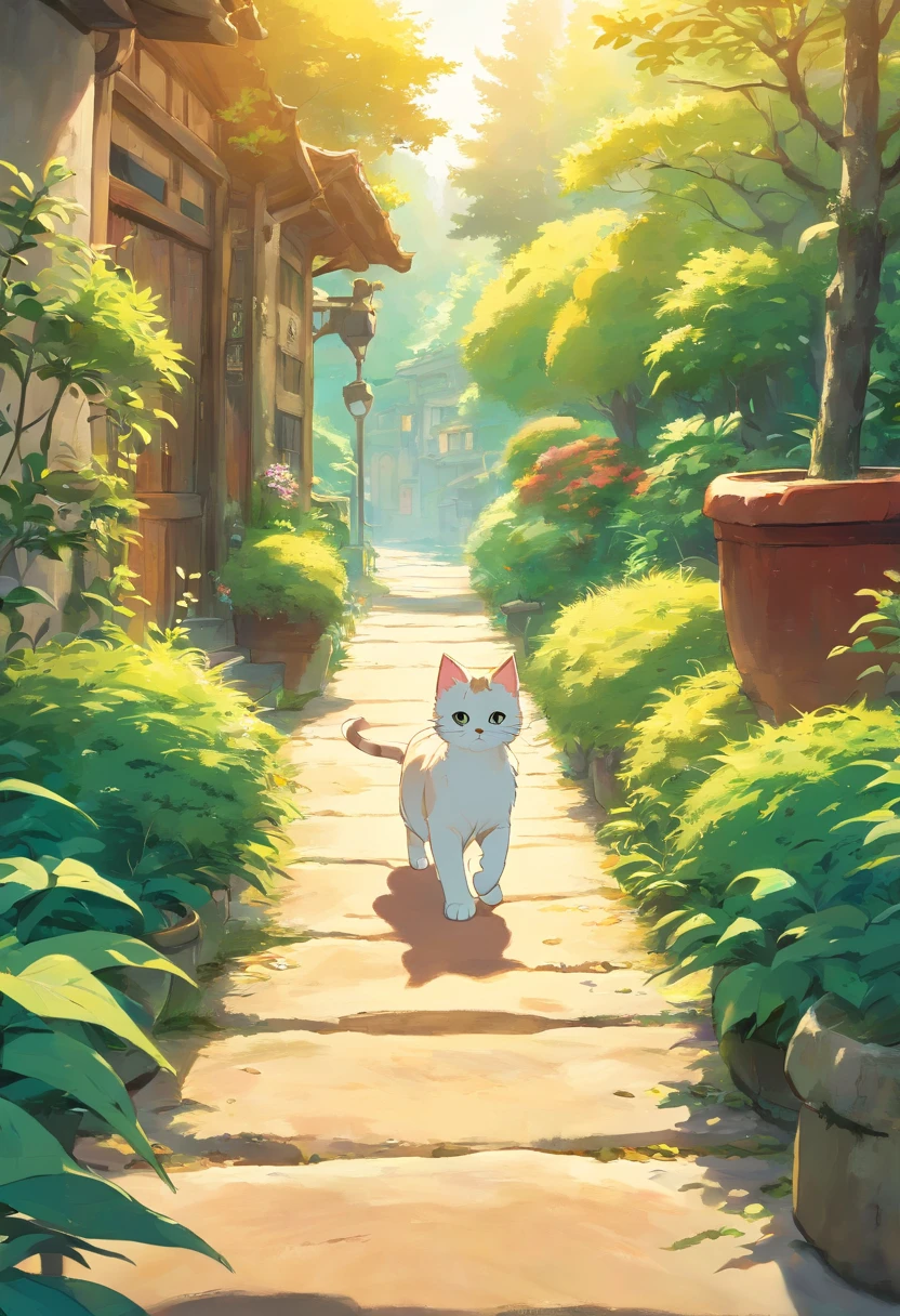 Panorama of kitten walking sideways