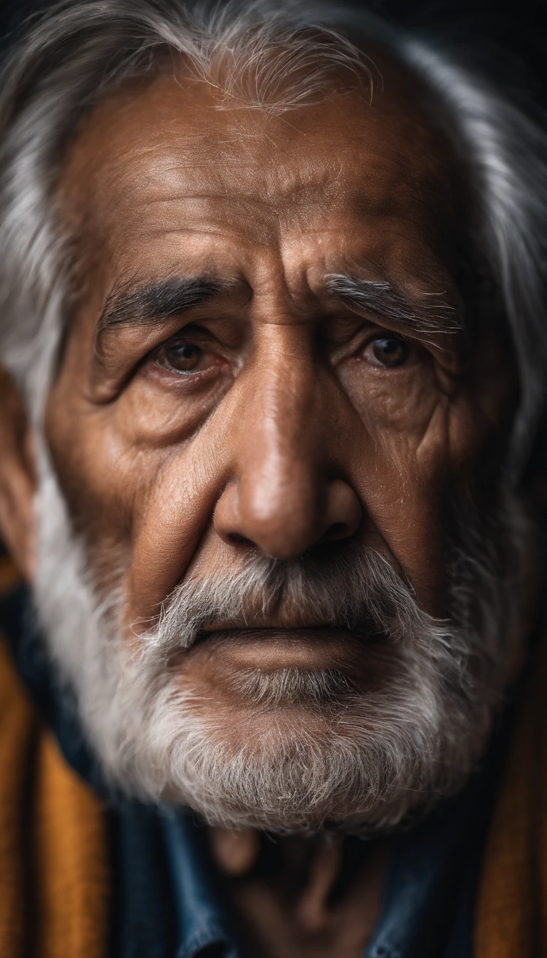 Detailed macro photo of an old man's face, Shot with Sony A7r camera with FE 50mm - F 2.8 universal lenses.