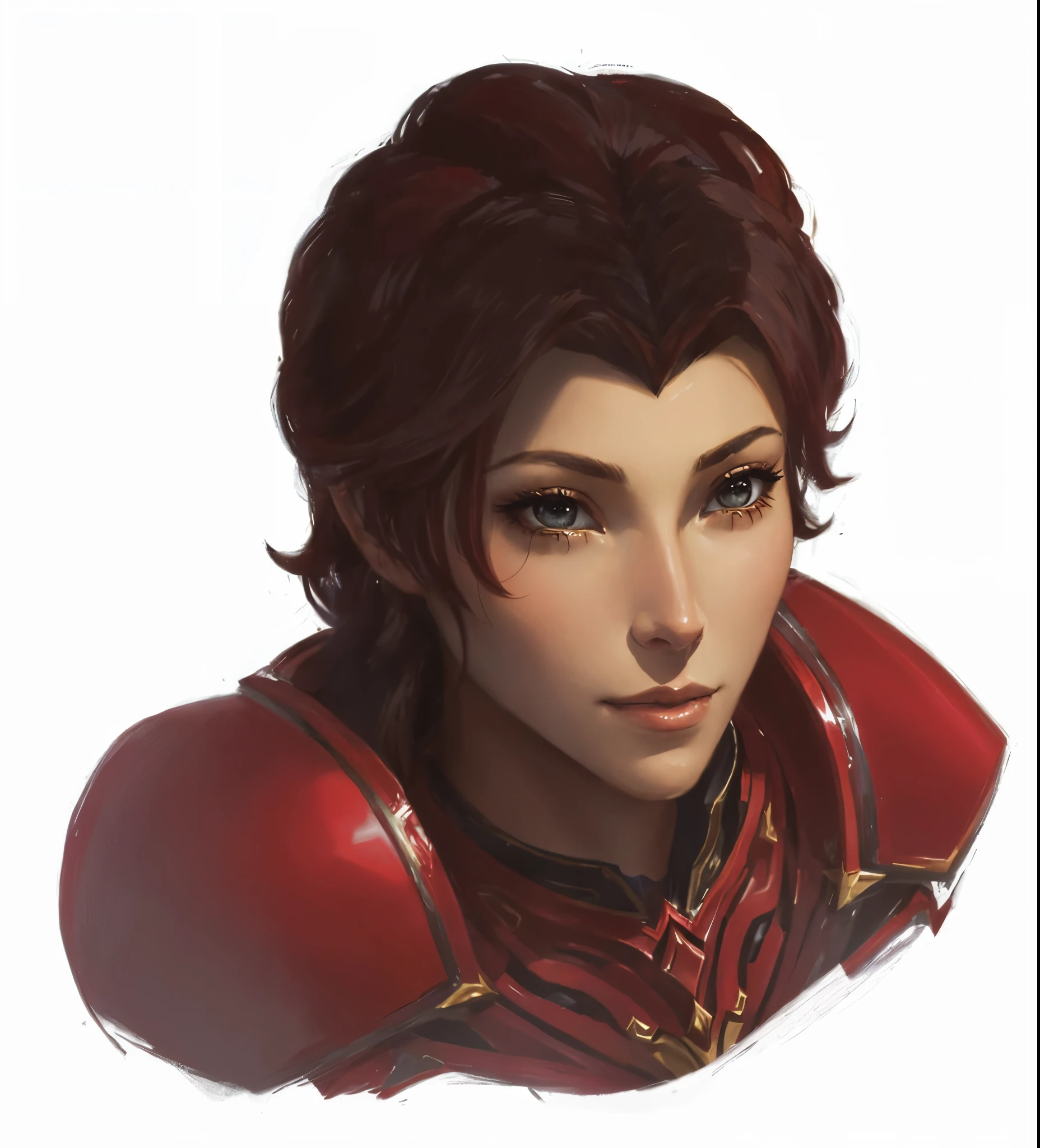 a drawing of a woman in a red armor, portrait knight female, portrait of female paladin, lady in red armor, baldur's gate character portrait, d&d protagonist, d&d character head portrait, rpg portrait, rpg portrait concept art, closeup character portrait, character - portrait, character portrait closeup, portrait of a dnd character