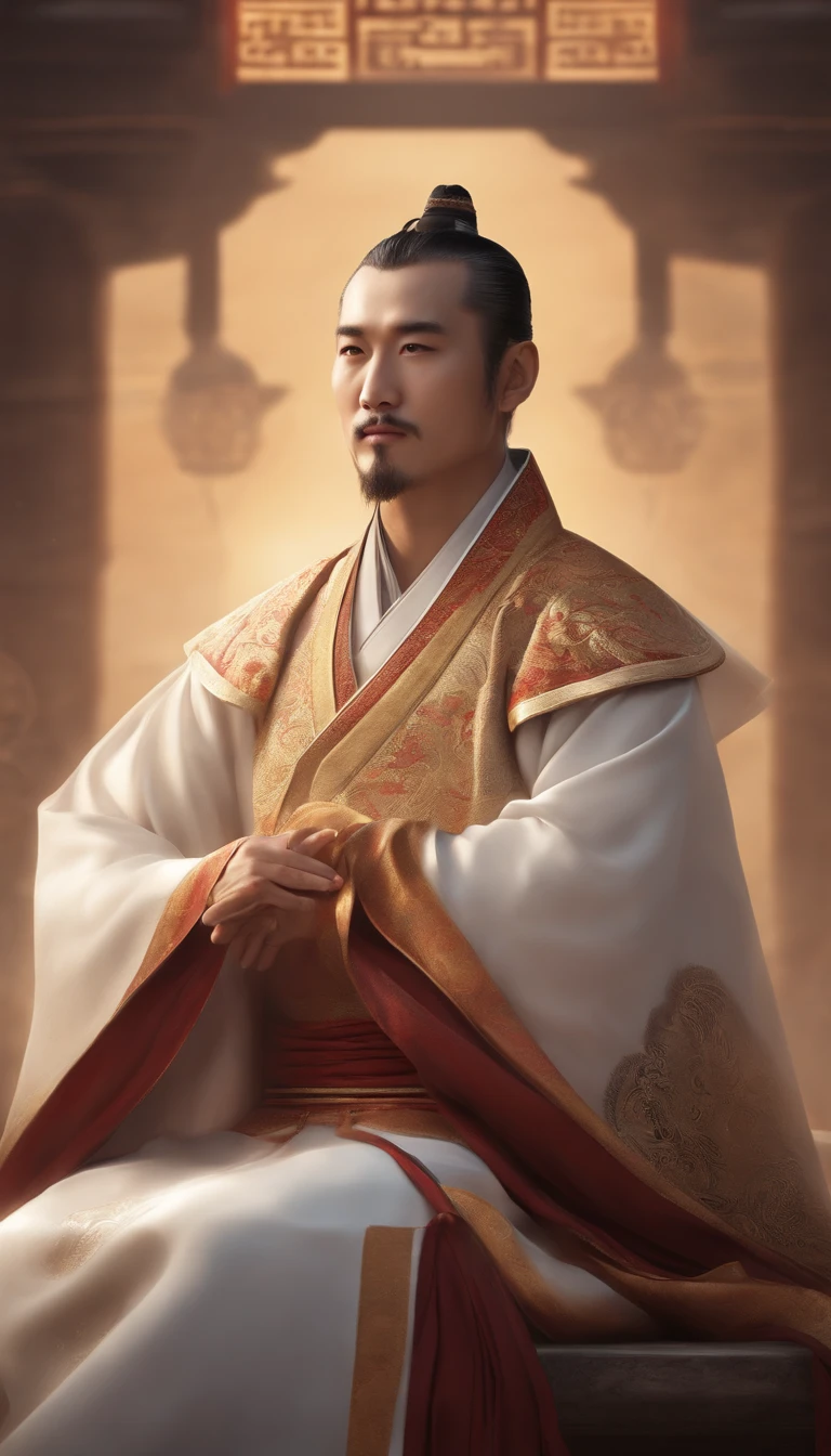A Taoist priest, ancient Chinese costume, full bodyesbian, rays of sunshine, Clear face, Clean white background, tmasterpiece, super detailing, Epic work, hyper HD, high qulity, The is very detailed, offcial art, Unity8k wallpapers, super detailing, 32K