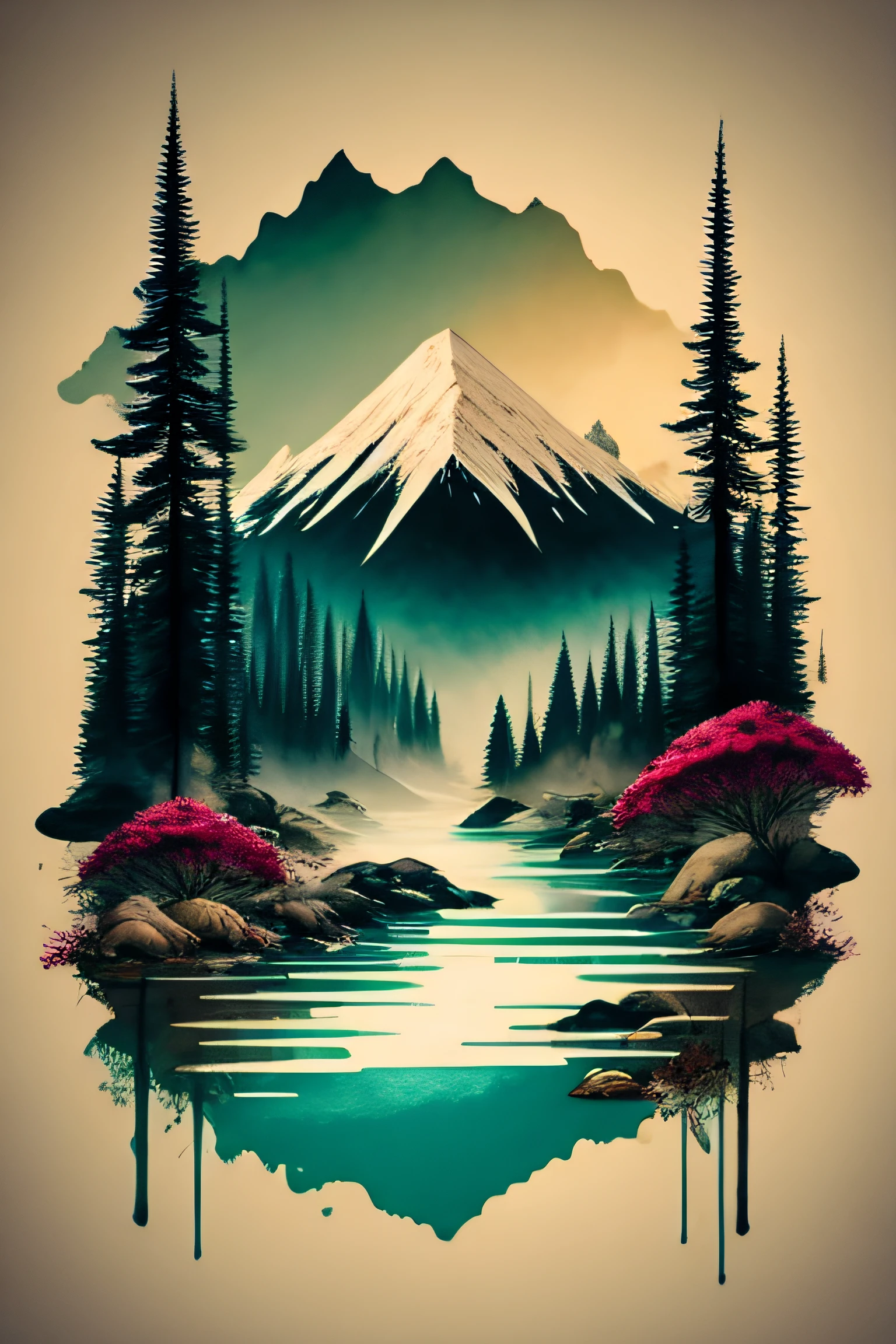 (fundo branco: 1.3), Landscape, montanha, water, brazi, pintar, camiseta