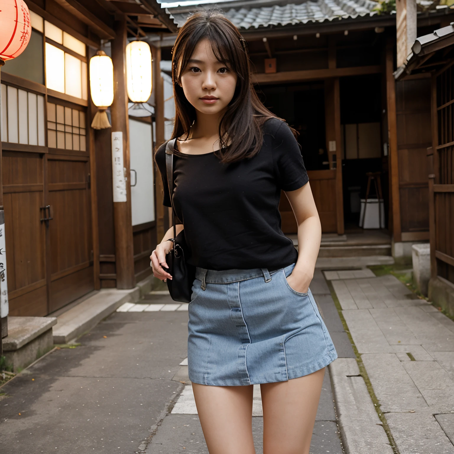 Japanese girl, pretty, mini skirt, long leg