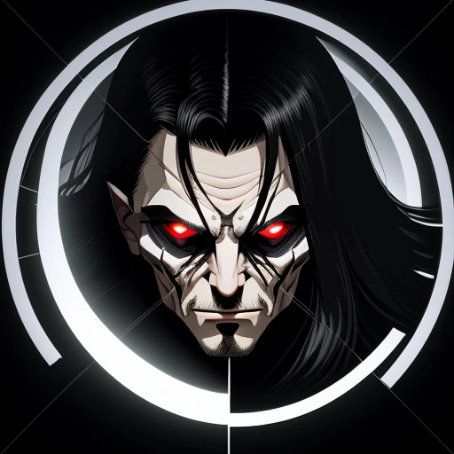 Dark psychology, vector style, evil character, middle age, in a circle, realistic, mind, manipulation