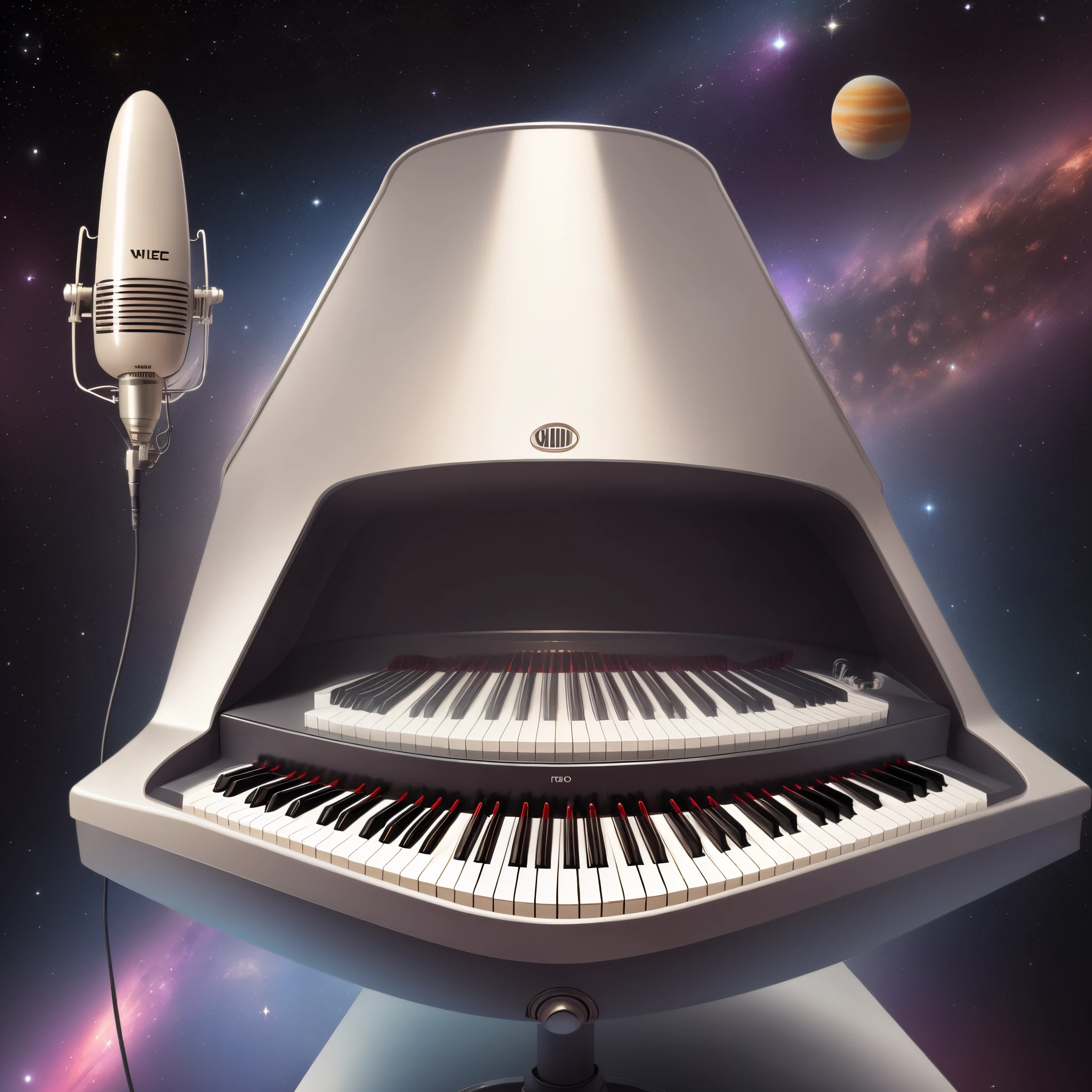 Space vibes piano vintage microphone