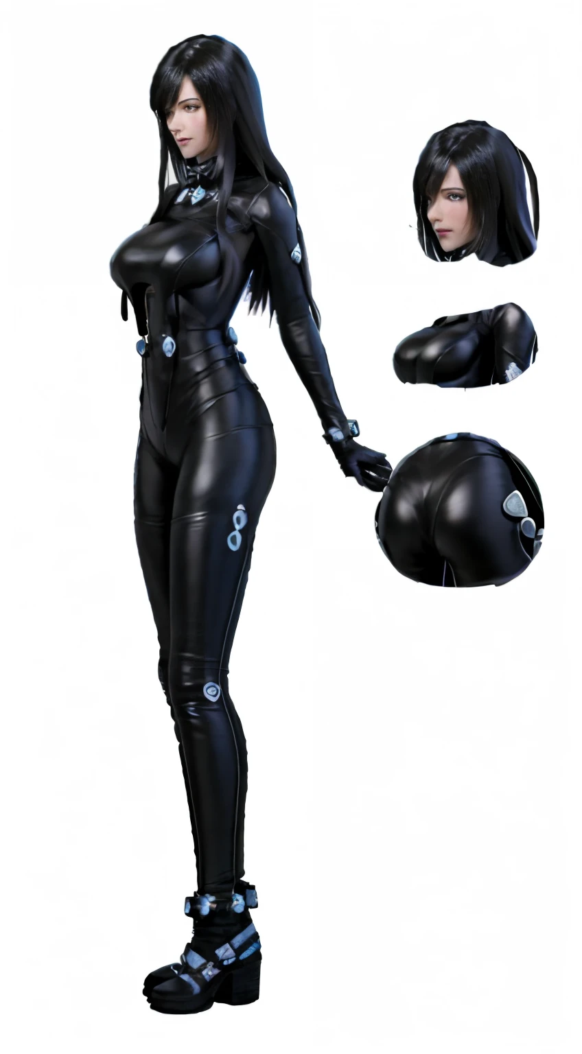 Mujer con gran culo, different angles, character sheet, Digital illustration, Multiple poses, fondo blanco