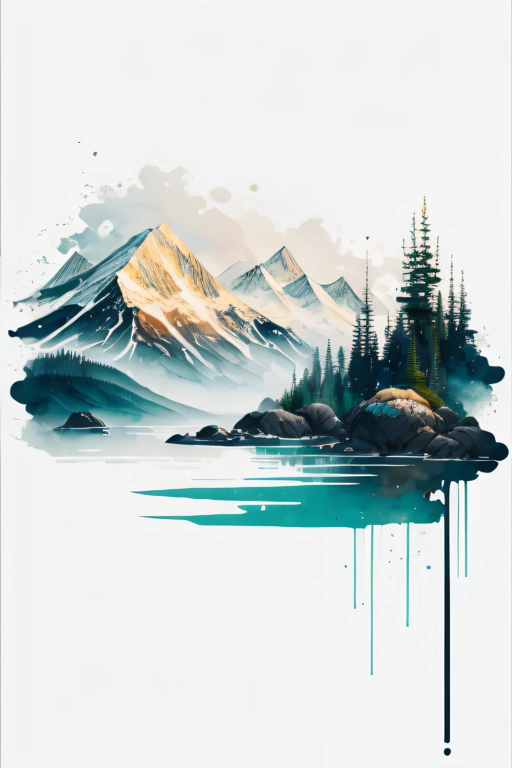 (fundo branco: 1.3), camiseta, Landscape, montanha, water, brazi, pintar