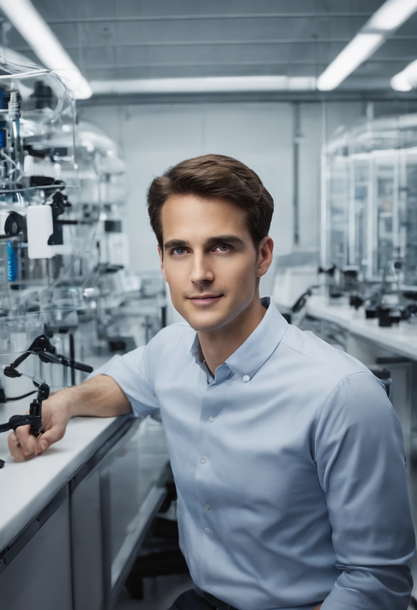 A photo of Spiegel, man, visiting a cutting-edge artificial intelligence research lab,original,Evan Spiegel, white male, short brown hair, cleft chin, male