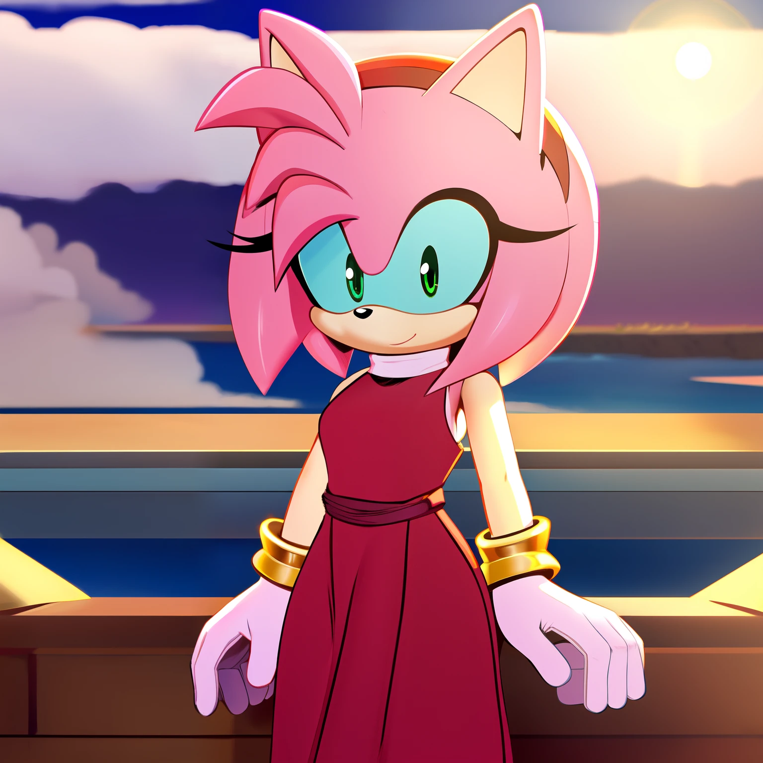 Amy Rose dressed in Chi-Chi outfit, dbzch1ch1