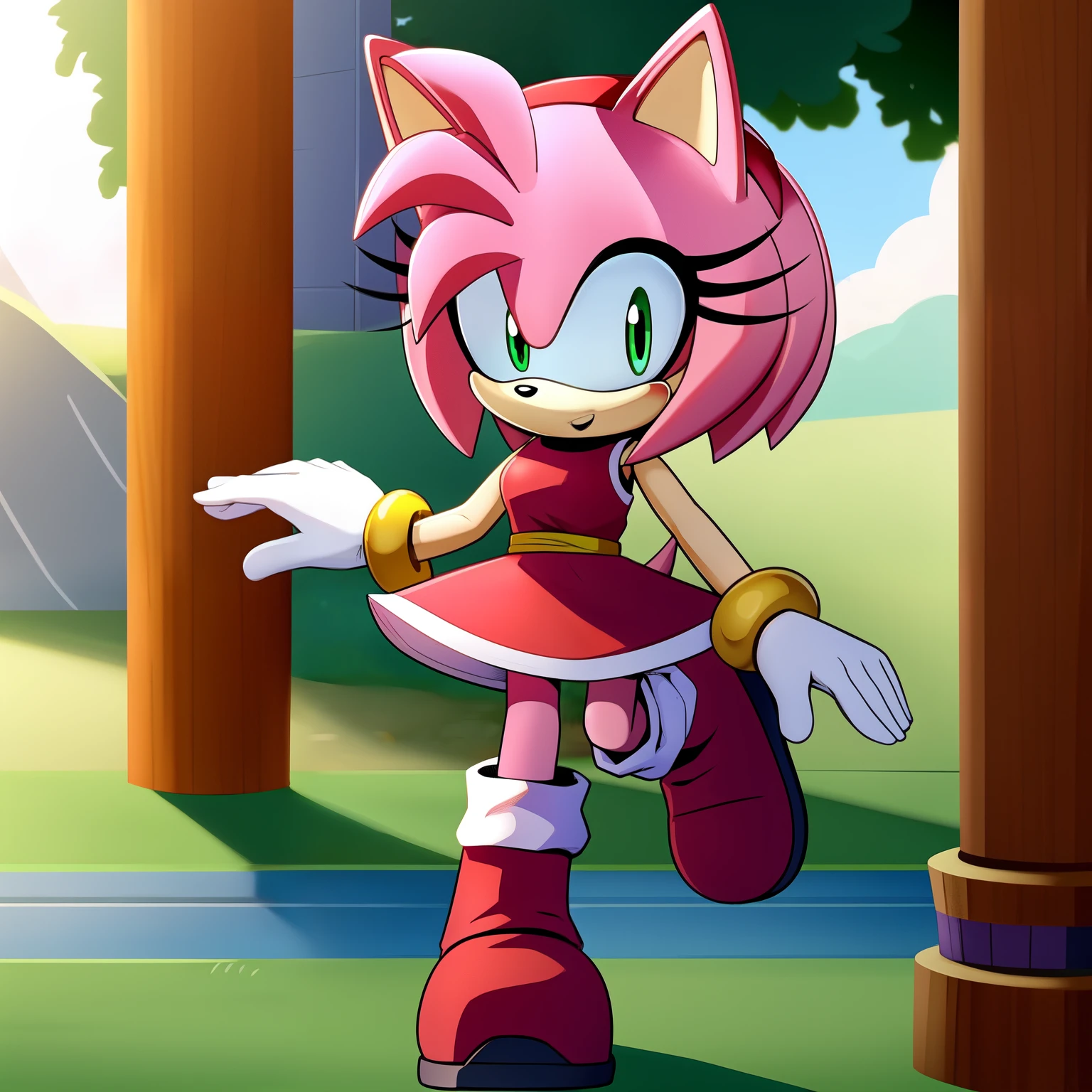 Amy Rose dressed in Chi-Chi outfit, dbzch1ch1