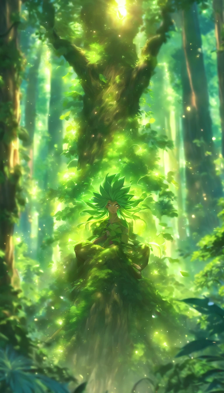 (masterpiece, best quality), a forest dryad, roaming the magical rainforest, lush vegetations, natural lighting