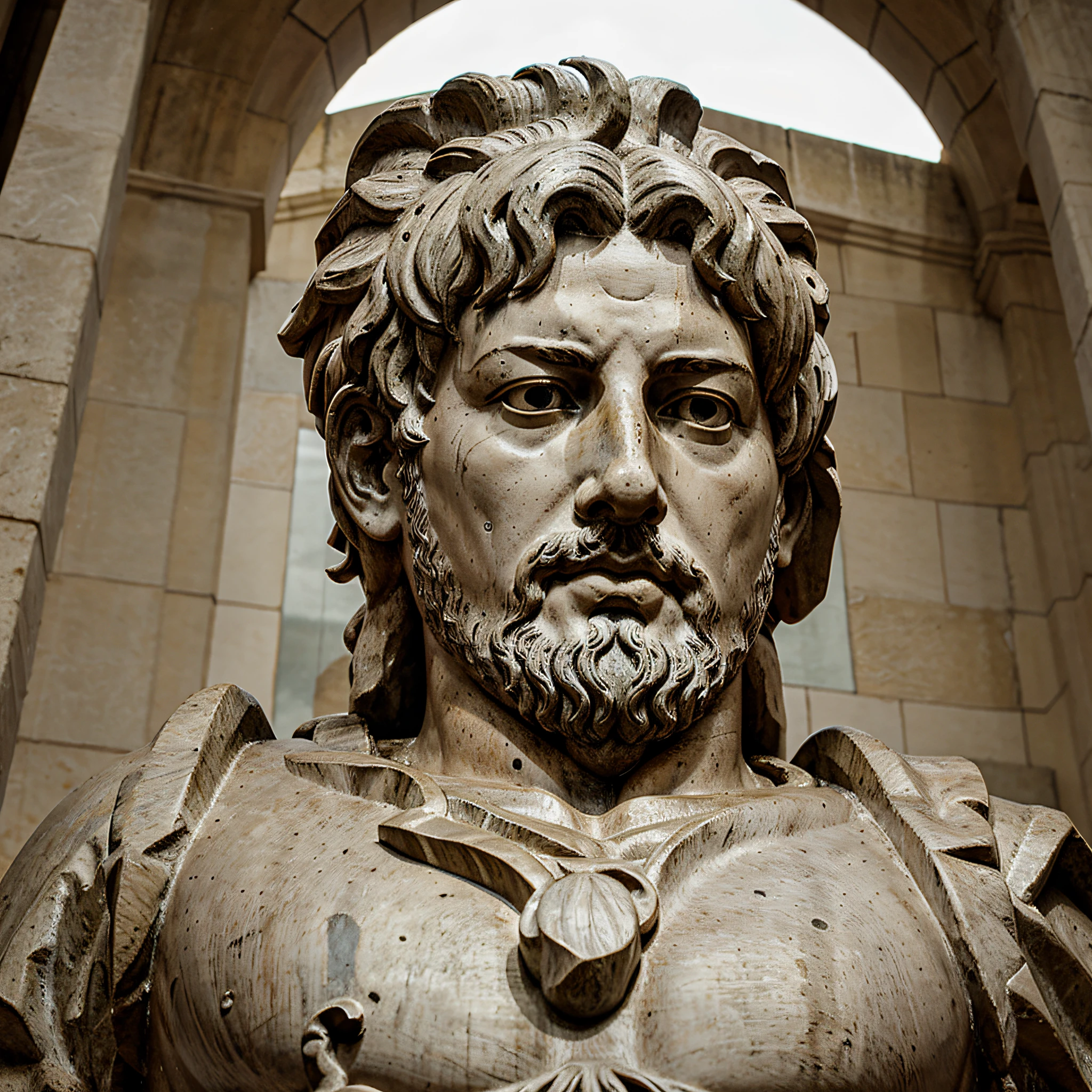 Marcus Aurelius statue focusing on head