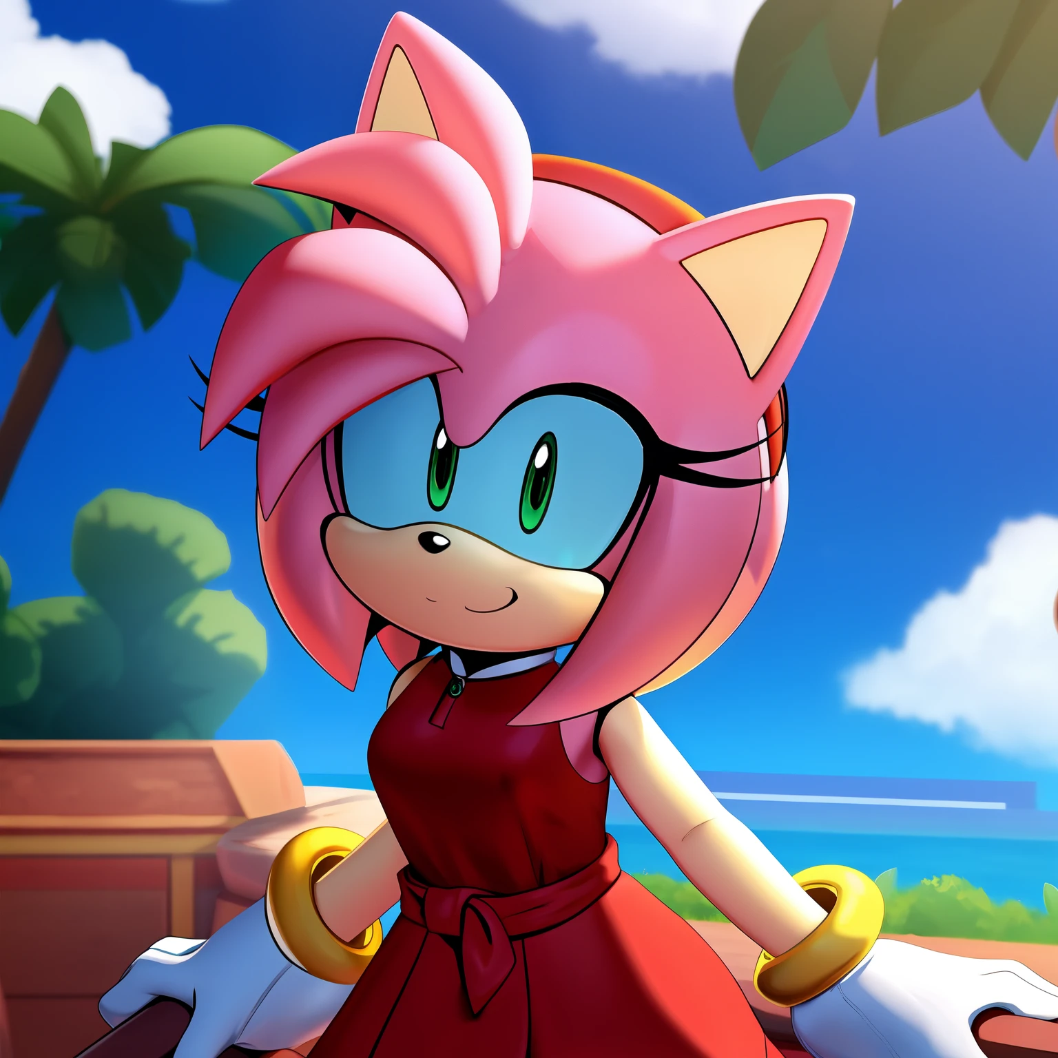 Amy Rose dressed in Chi-Chi outfit, dbzch1ch1