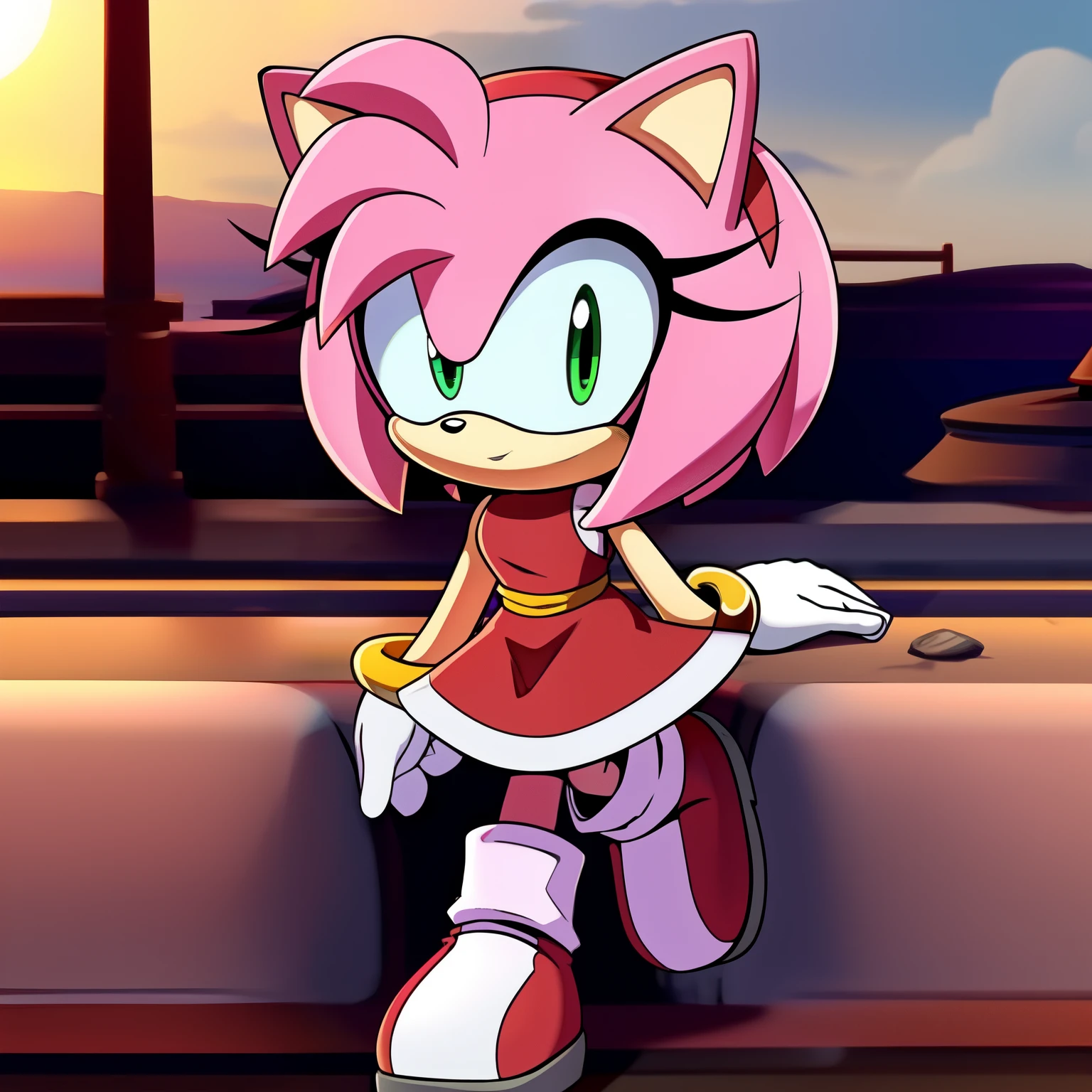 Amy Rose dressed in Chi-Chi outfit, dbzch1ch1