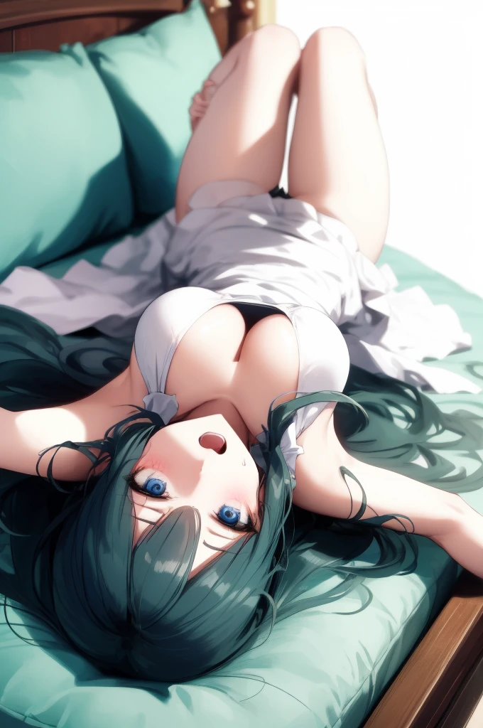1个Giant Breast Girl, underdressing,
hanging upside down, gigantic cleavage breasts, a skirt, eBlue eyes, with her mouth open,, tmasterpiece, Best quality at best, The is very detailed