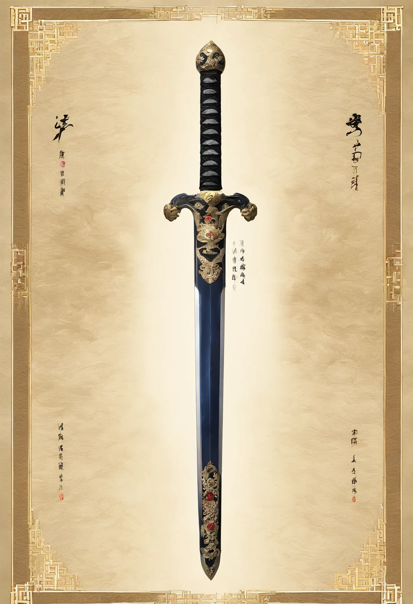 A sword named Regulus. 1. Sword Body: The body of the Xuanyuan Sword takes on a deep black color with a faint glow. The body of the sword is engraved with ancient runes and patterns that exude mystical powers. The overall blade of the sword presents a streamlined design, with a razor-sharp blade that can easily cut through any object.

2. Hilt: The hilt of the Xuanyuan Sword is made of a precious material, possibly gold or jade. The hilt of the sword is inlaid with various gemstones, such as rubies, sapphires, and jadeite, which give off a dazzling light. At the end of the hilt of the sword is a delicate dragon head with a dragon's eye that shimmers with wisdom, as if able to see through everything.

3. Scabbard: The scabbard of the Xuanyuan Sword is also made of precious materials, possibly ivory or obsidian. The scabbard is carved with delicate patterns and patterns, such as dragon patterns, phoenix patterns, and mythical animal patterns, which are full of mystery. The inside of the scabbard is inlaid with soft silk to protect the blade from damage.

4. Sword Aura: The Xuanyuan Sword exudes a powerful sword aura that can deter enemies and make them fearful. The color of the sword qi may be dark blue or purple, giving it a mysterious and majestic feeling.

5. Sword Light: When the Xuanyuan Sword is wielded, a brilliant light will emanate from the sword, which can illuminate the darkness and dispel evil. The color of the sword light may be gold or white, giving people a sense of sacredness and solemnity.