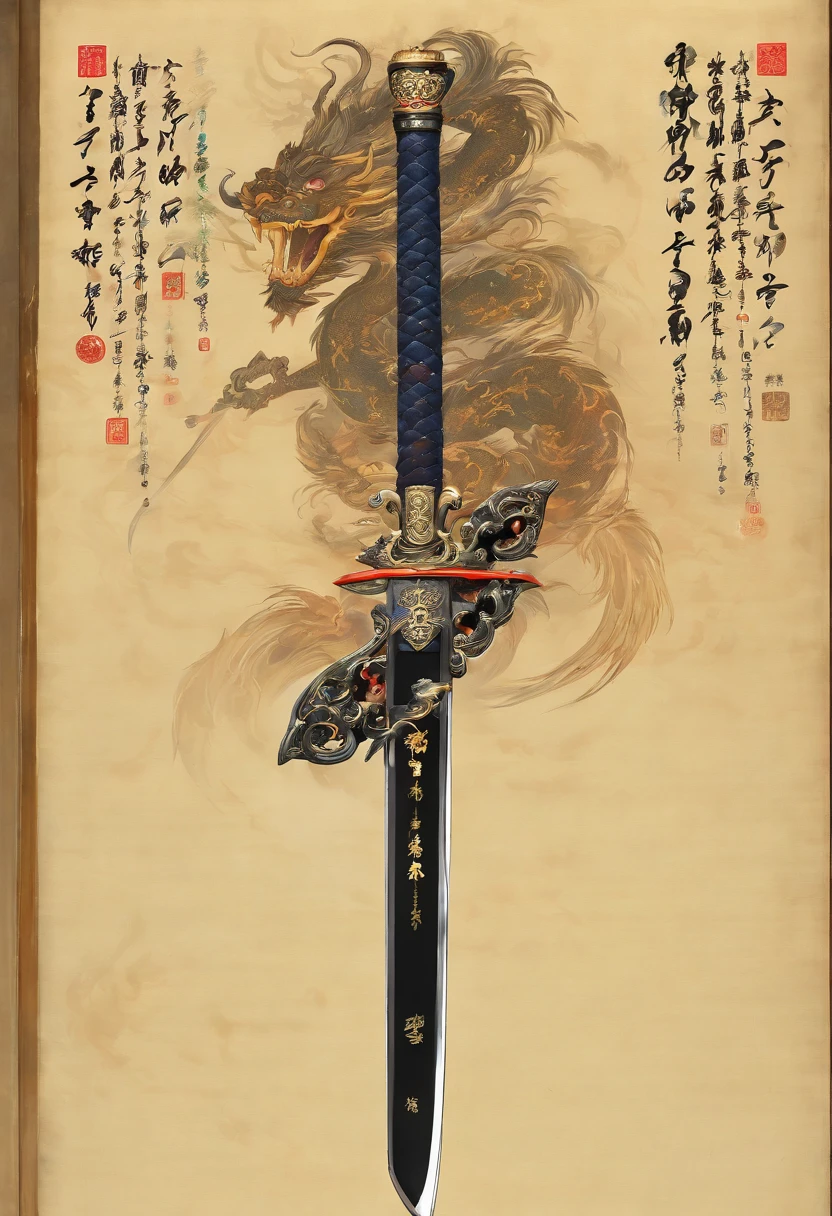 (Masterpiece, High Quality, HD, Detail: 1.2) A sword named Xuanyuan. Blade: The blade of the Xuanyuan Sword is a deep black color with a faint glow. The body of the sword is engraved with ancient runes and patterns that exude mystical powers. The overall blade of the sword presents a streamlined design, with a razor-sharp blade that can easily cut through any object.
Hilt: The hilt of the Xuanyuan Sword is made of a precious material, possibly gold or jade. The hilt of the sword is inlaid with various gemstones, such as rubies, sapphires, and jadeite, which give off a dazzling light. At the end of the hilt of the sword is a delicate dragon head with a dragon's eye that shimmers with wisdom, as if able to see through everything.
Scabbard: The scabbard of the Xuanyuan Sword is also made of precious materials, possibly ivory or obsidian. The scabbard is carved with delicate patterns and patterns, such as dragon patterns, phoenix patterns, and mythical animal patterns, which are full of mystery. The inside of the scabbard is inlaid with soft silk to protect the blade from damage.
Sword Aura: The Xuanyuan Sword exudes a powerful sword aura that can deter enemies and make them fearful. The color of the sword qi may be dark blue or purple, giving it a mysterious and majestic feeling.
Sword Light: When the Xuanyuan Sword is wielded, a brilliant light will emanate from the sword, which can illuminate the darkness and dispel evil. The color of the sword light may be gold or white, giving people a sense of sacredness and solemnity.