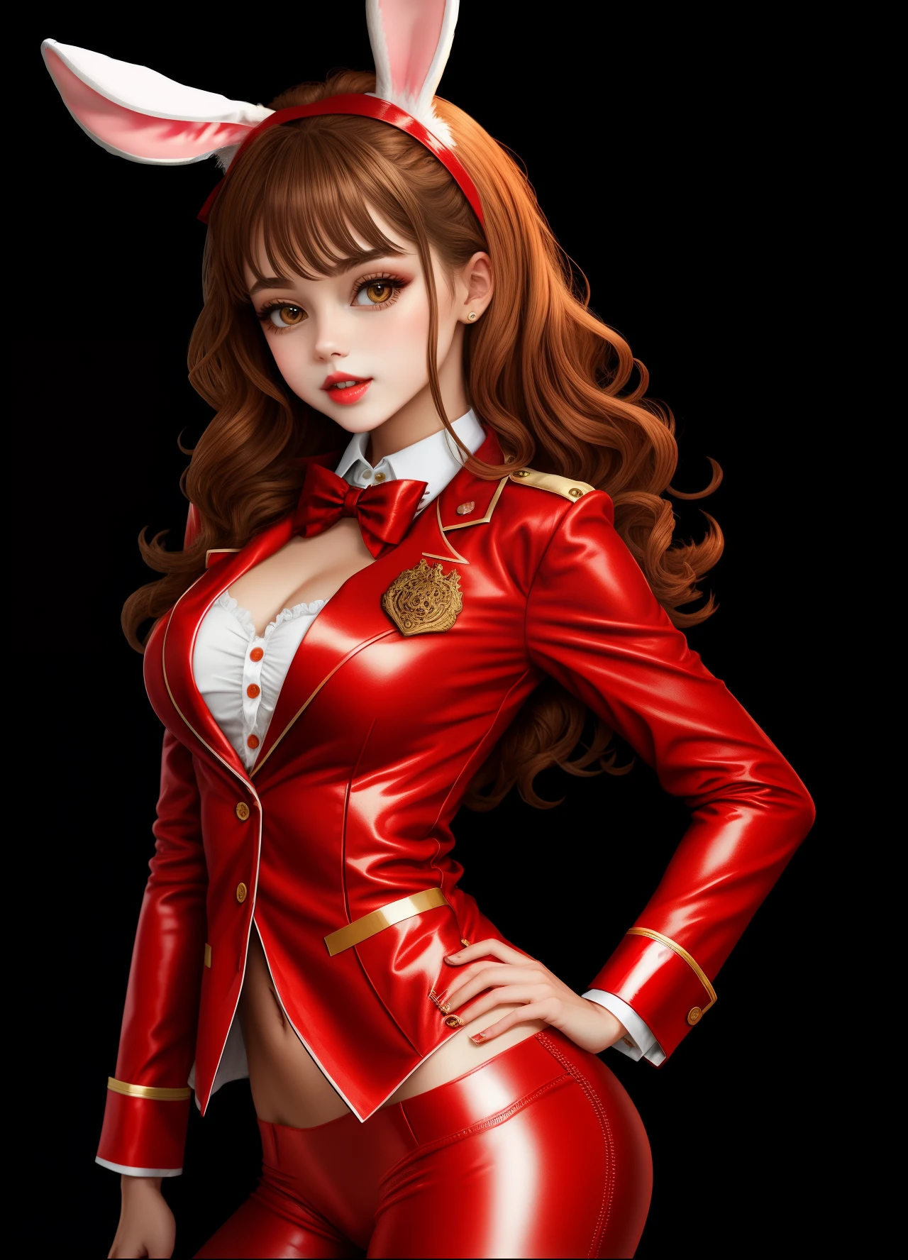Bunny girl with red bottoned outfit cute