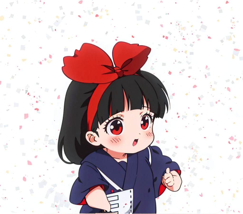 anime girl with a red bow on her head, she has a cute expressive face, chibi girl, cute character, anime moe artstyle, cartoonish cute, in an anime style, cute art style, she has a cute face, cute anime style, cute anime girl, anime visual of a cute girl, a red bow in her hair, cute cartoon character