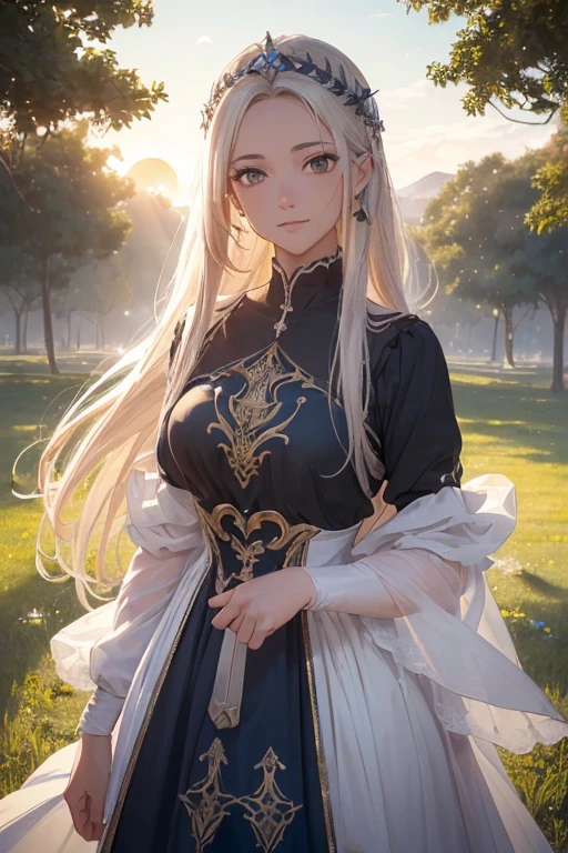 uma mulher bonita, (((1 girl, sozinho, Executando, (Campo de trigo), Virada, olhos azuis, vestido azul longo, middle ages, Traje medieval, Long-sleeved sunset, light from behind, sombra na figura, sorrir, riso, (blue skies), Contra o pano de fundo do trigo, Standing in the distance, Looking at the Viewer, Comprimento total
, elegance under the sun, movimento de movimento, imagem parece viva))), ((figura corporal perfeita, beautiful face, beautiful face, MILF, 46 anos, real, cabelo preto brilhante, estilo de cabelo rabo de cavalo, pele bonita, Cabelo extremamente detalhado, detalhes finos)), (((Cinematic lighting, beautiful lighting effect, design criativo, quadro de corpo inteiro, Aura divina, difficult harmony , luz brilhante, seamless color transition, perfect balance of contrast, camada de cor perfeita, Desfoque de cor perfeitamente suave, smooth rendering, soft color stroke, brilho da lua, optical lens, raio de luar, cores suaves, mistura de cores suaves, perfect color rendering, harmonia, perfeita harmonia de cores, cor bonita, harmonia suave, light particles, detalhes perfeitos, detalhes intrincados, prisma de cor, detalhes finos, Refinar detalhes, detalhes intrincados da armadura, armadura fina, textura lisa de roupas))), Tachibana Omina estilo de arte, Olhos Carinhosos, meio sorriso, boca ligeiramente aberta, a soft expression on his face, serene grassland scenery under the sun, grama flutuando ao redor, calmo, brisa e luz solar ao fundo, Butterflies in the sky, realismo, ((best quality))),8k,((master part)),(Extremamente refinado e bonito)
