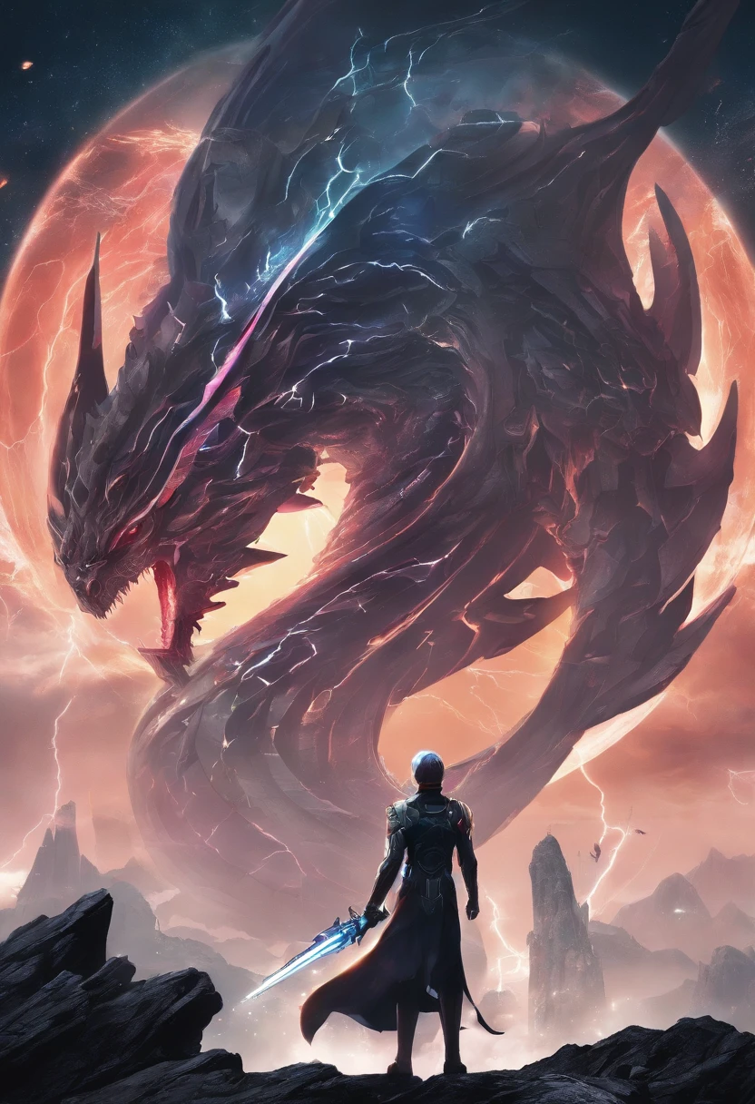 (Masterpiece, High Quality, HD, Detail: 1.3)A divine sword was inserted in the stone, engraved with ancient runes, emitting light and lightning, and the sword was wrapped around the dragon's body, with the shadow of a dragon. It was surrounded by mountains, thunder and lightning, black clouds, and a ray of light.