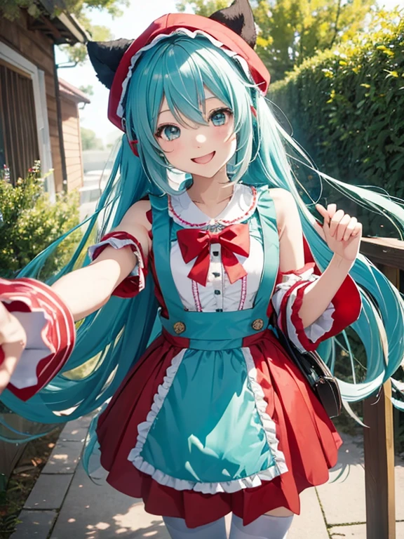 miku hatsune,ers old,Little Red Riding Hood,Play party,A big smile