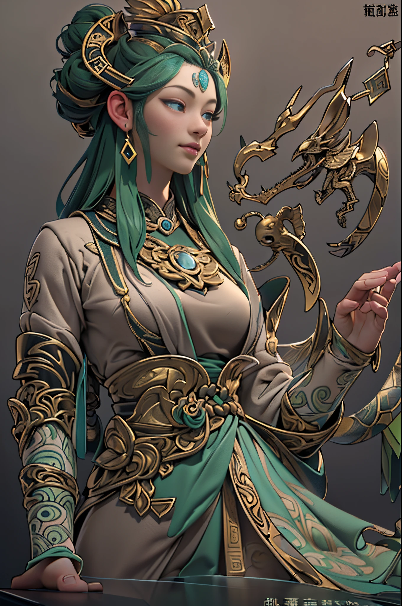 ((Sculpture design))，(人物)，(undying），(Create a logo based on)，femele(Nu wa)，(goddess with human body and snake tail：1.5)，（Chinese mythology），This is a great image of the goddess that has been handed down from the matriarchal clan period of primitive society。(Gentle and beautiful)，(dunhuang)，System Vision，semi transparent，Computer graphic arts，((Professional Quality， 32K， Perfect photography))， ((Highest resolution， ray traycing))， ((perfect volumetric lighting， hight quality octane render， High quality vectors))， ((Complicated details，Hyper-detailing:1.2))， SAW movie scenes，((Ultra photo realsisim，Realistic，3D，3Drenderingof))，epic realistic, ((com cores neutras)),(pastel colour:1.2)，((Blind box toy style))，Best quality at best，hyper HD， (Intricate details:1.2)，((simple backgound，deep dark background:1.2，with black background))，（（Add a base）），full bodyesbian，graceful stance，详细的脸, 詳細な目，（correct hand：1.5），（Complete and beautiful five fingers：1.5），（anatomically correct limbs：1.5），（Correct anatomy：1.5），（right perspective：1.5），