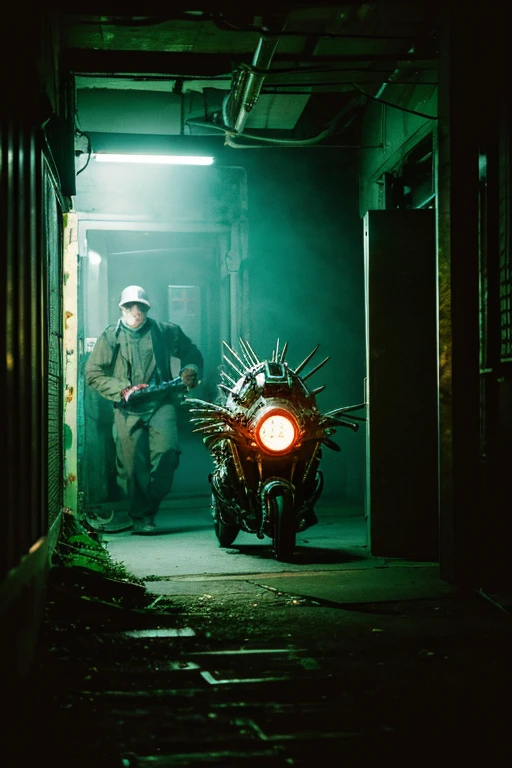 Mysterious mechanical creature lurking in the shadows