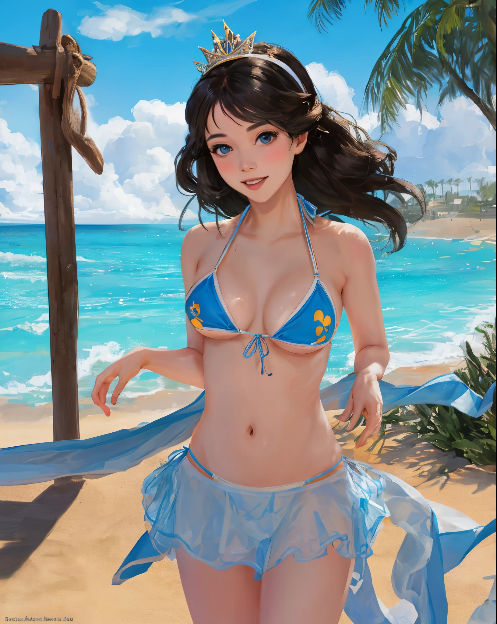 Disney Princess Belle at beach wearing a bikini