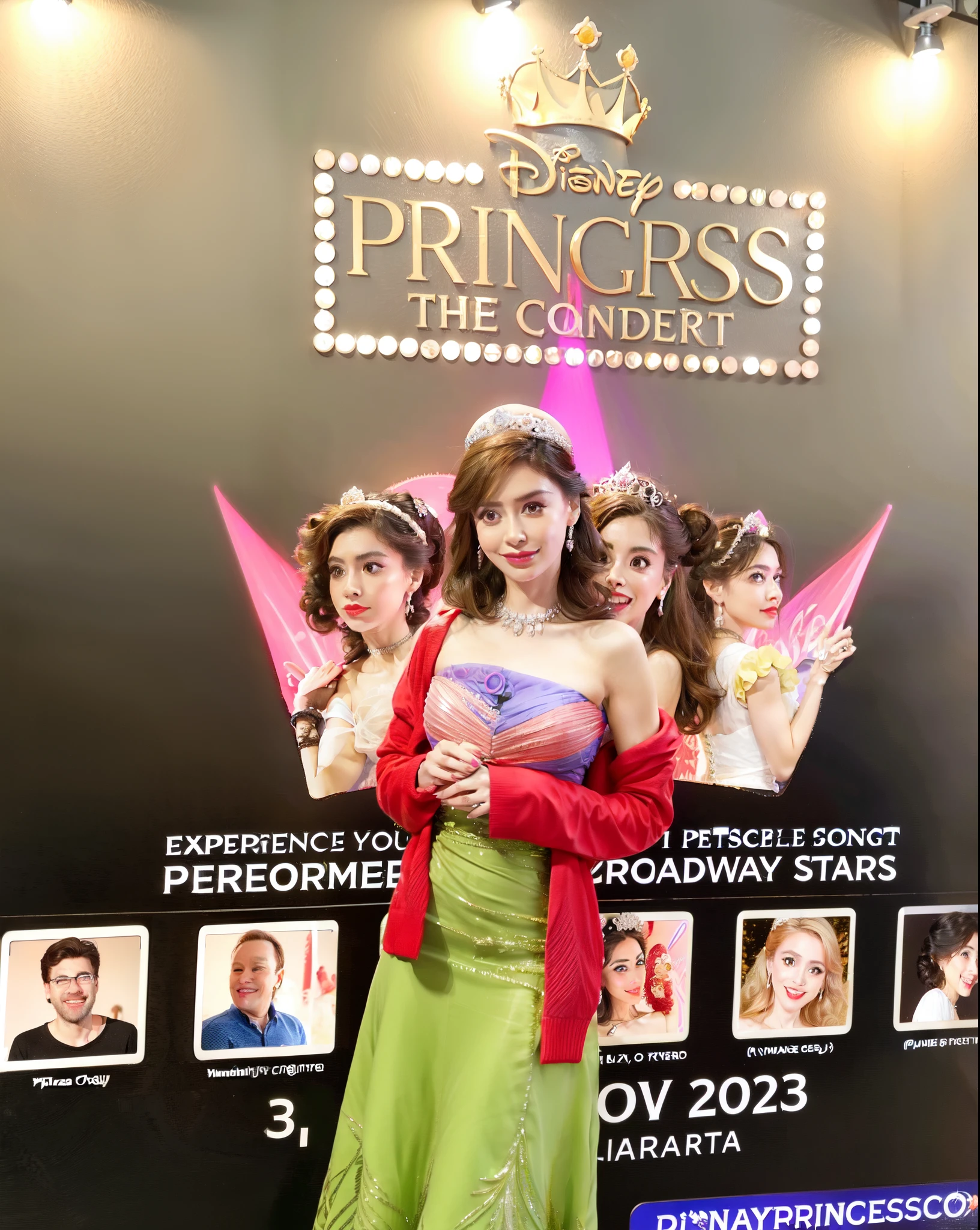 araffe princesses the musical at the disney princesses the concert, actress, leaked image, disney's princess, taken on iphone 1 3 pro, disney artist, disney princess, disney!!, photo from 2022, fanart, princess in foreground, ad image, ny, in disney, anime princess, pp, disney character, shot on iphone 1 3 pro max
