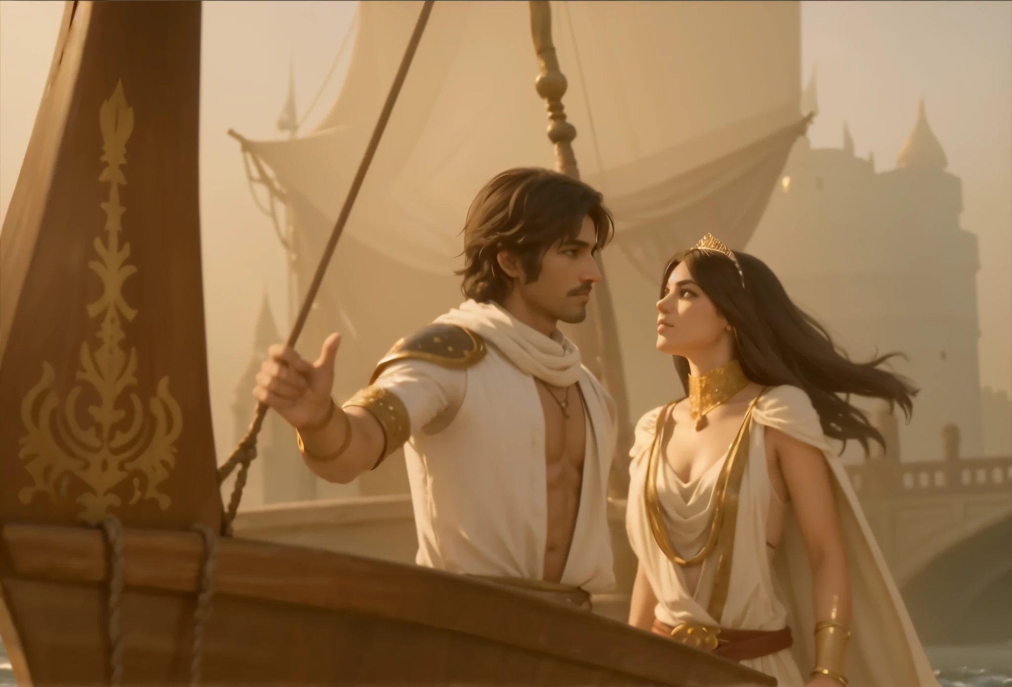 The prince and princess on the boat, adapted from the game Prince of Persia