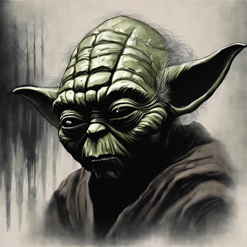 short yoda with a full head of shaggy thick hair