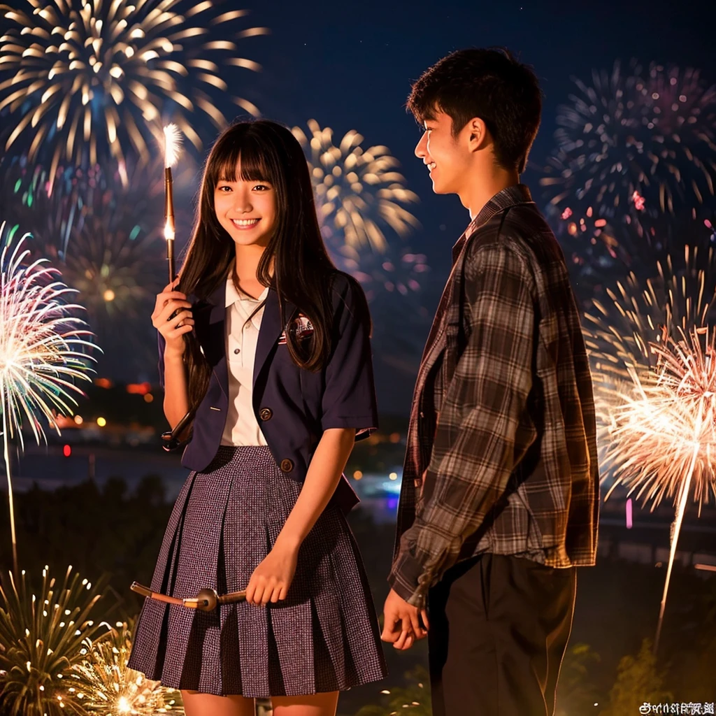 Japanese high school student whose first date was a fireworks display２a person