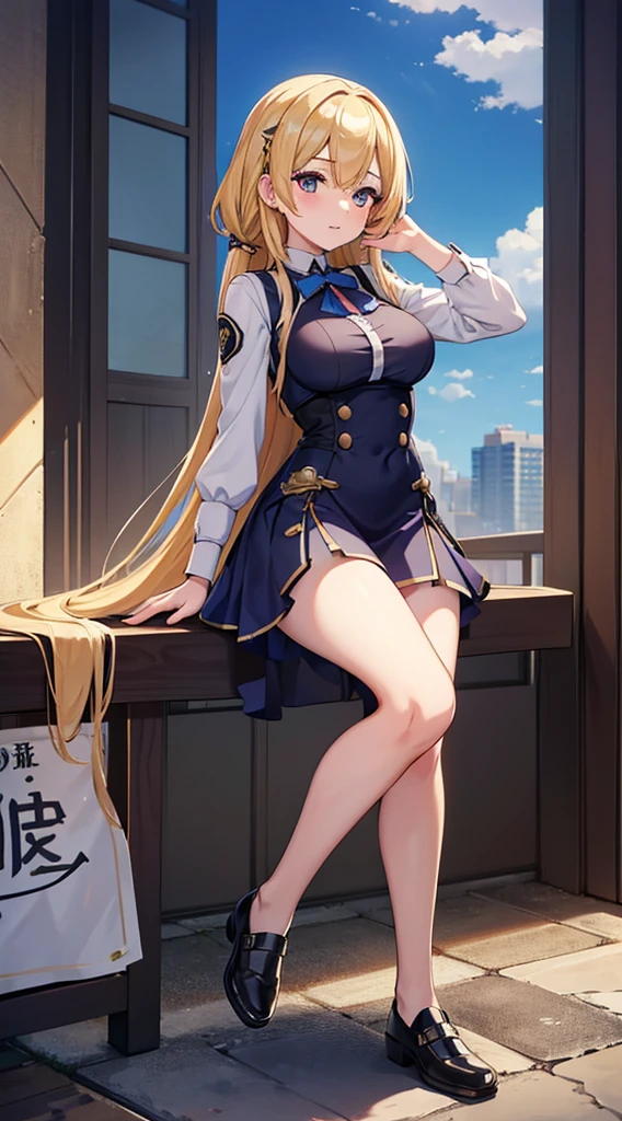 Chica de anime con traje de sirvienta sentada en un banco con una ciudad en el fondo, Mejor fondo de pantalla de Anime 4K Konachan, Detalles finos. girls frontline, sh, De Girls Frontline, Del videojuego Azure Lane, Nightcore, Estilo Azur Lane, Lindo anime waifu en un bonito vestido, Chica perfecta de pelo blanco, seductora chica de anime, Anime CG arte suave
