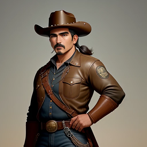 Carlos Montoya cowboy who is a lawman with a Hispanic background in 1897. Light skin little dark but not too dark