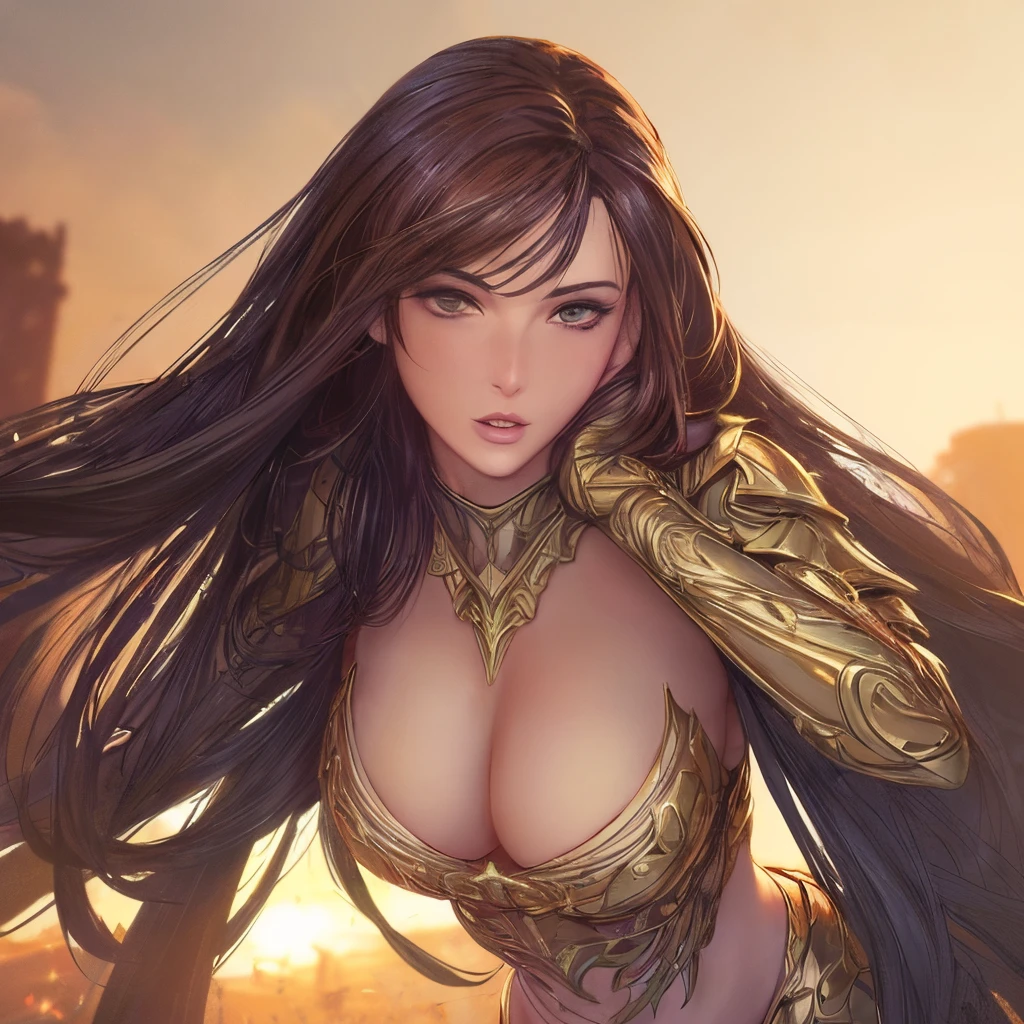 (Best quality), (8k, 32k), (Masterpiece, UHD:1.3), (Photo of glamorous), (realistic), (ultra-detailed) (Stunning girl), (ultra high res), (photorealistic:1.4), (base house wife 1woman19years spanish), (abs slender figure), (Huge  :1.5) (perfect body :1.5), (ultra-detailed face), (detailed lips), (detailed eyes), (double eyelid), (perfect boobs),rer skin), (perfect body), (beatiful), (face happy), (face beatiful), (hair color brunette), (hair style loose curis), (style filmphoto), (view full body view), (action standing), (wearclothes body covered entirely with golden armored with wings), (location in the sky)
