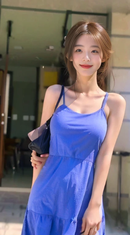 ((Best Quality, 8K, Masterpiece: 1.3)), 1girl, Slim Abs Beauty: 1.3, (Casual hairstyle, No leakage of big breasts: 1.2), (Dress: 1.4), Super fine face, Delicate eyes, Double eyelids, smile, homely