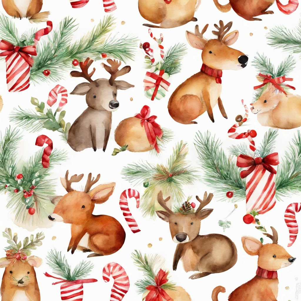 christmas cute animals children christmas illustration postcard style christmas party