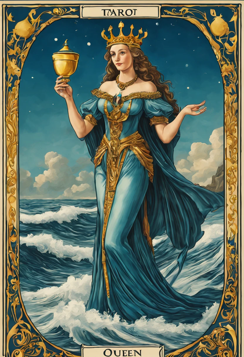 Tarot cards, personification of the sea, queen of cup