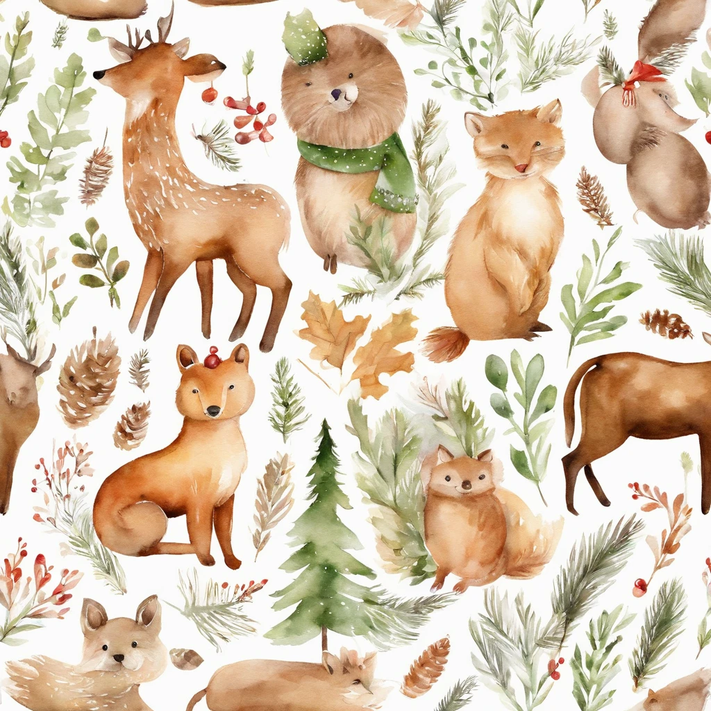 christmas cute animals children christmas illustration postcard christmas party