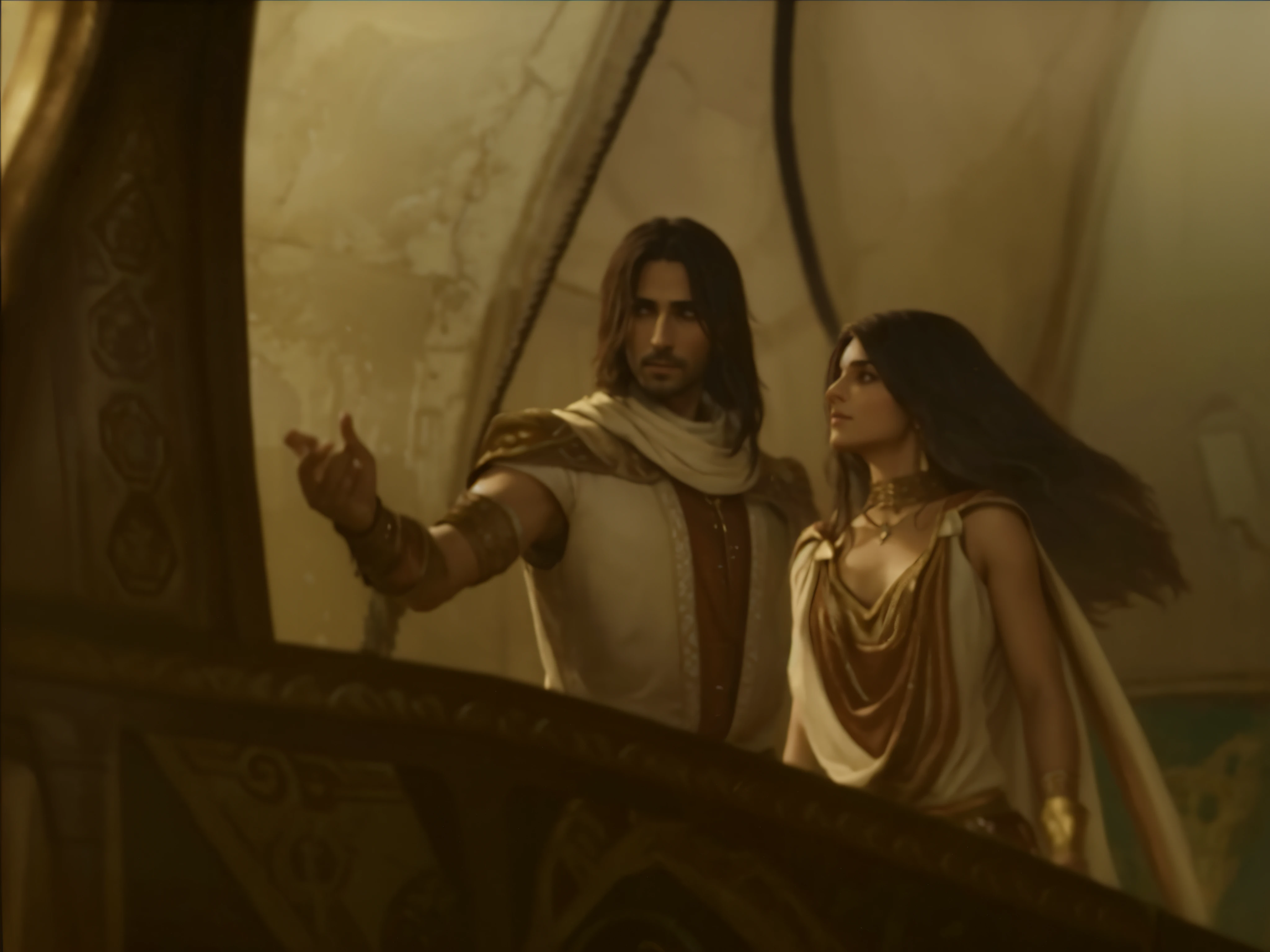 Le prince et la princesse dans un base vehicle sur le jeu Prince of Persia