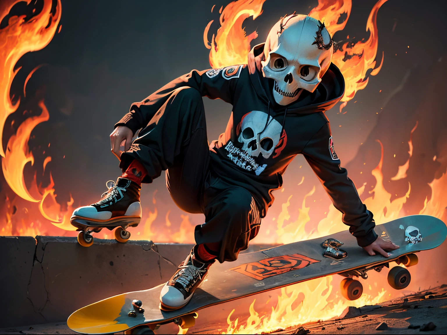 (((personaje skate esqueleto con patineta en el aire))), ((escalada de esqueletos))),empty bacground skate, Ride a skateboard, Estilo skater, patineta, lindo esqueleto, ( ( ( esqueleto ) ) ), lindo monstruo patinando, hueso, esqueleto, Skelleton, Corpse skeleton, Estilo de Tony Hawk Pro Skater, esqueleto con ojos, Estilo de Tony Hawk, juega patinetas, (((skull surrounded by fire)))