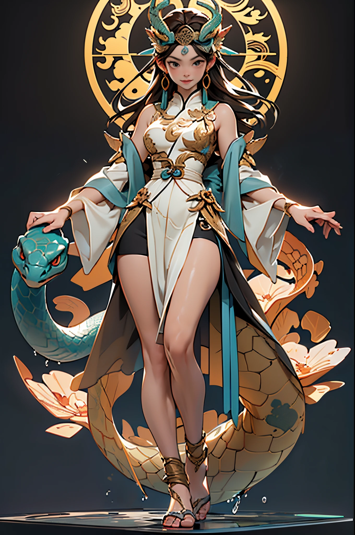 AXOR, Goddess of health，Goddess of hygiene，vivaciousness，Raised sexy，Active，Holding a snake stick，Red transparent sex costume，full bodyesbian，Flower frame，Decorative panels， abstract artistic， Alphonse Mucha （tmasterpiece， best qualtiy， A high resolution： 1.4）， A detailed， Complicated details， 4K， Color splattering， Line art， Fibonacci， starrysky， natta， exteriors， Clouds， Reflectors， Eau， magick， （tarot cards），Cards， （（beautiful golden crystal star）） buliding， palaces， Patterned， Sumeru， Clouds， themoon