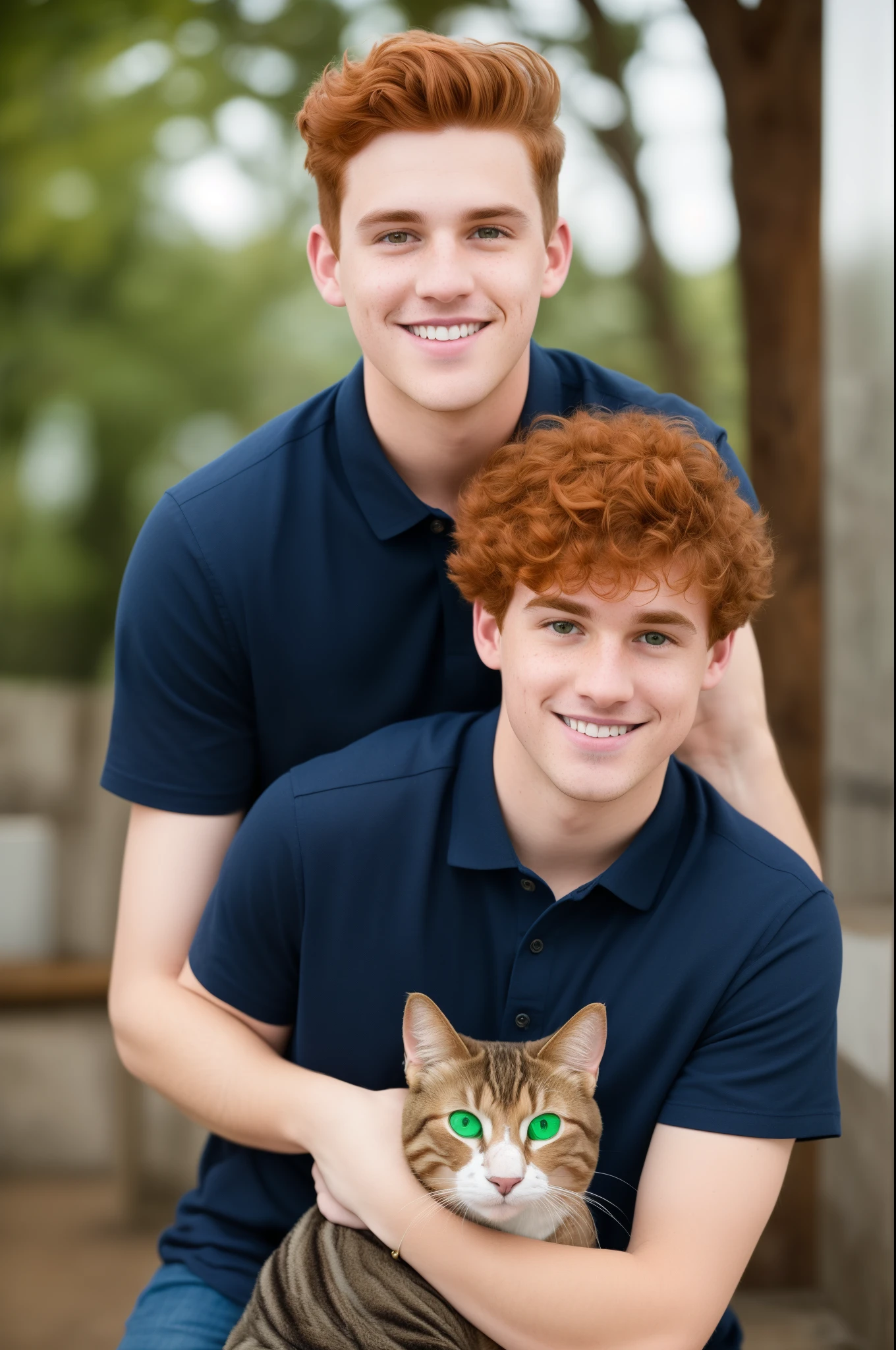a college aged boy names oliver “ollie” sparks who has curly red hair, a sunkissed skin tone, green and brown hazel eyes, freckles, and a bright smile. he has an eclectic taste and has internal problems but he never lets it show. he is sarcastic and ditzy with dark humor, but he is very lively and seemingly happy. he loves indie films. he wants to be a fulltime stand up comedian. he does some gigs at his college campus. he loves reading, baking, and hosting. he is clean shaven. he has a rescue cat named moxie who is playful with a patchwork of fur colors.